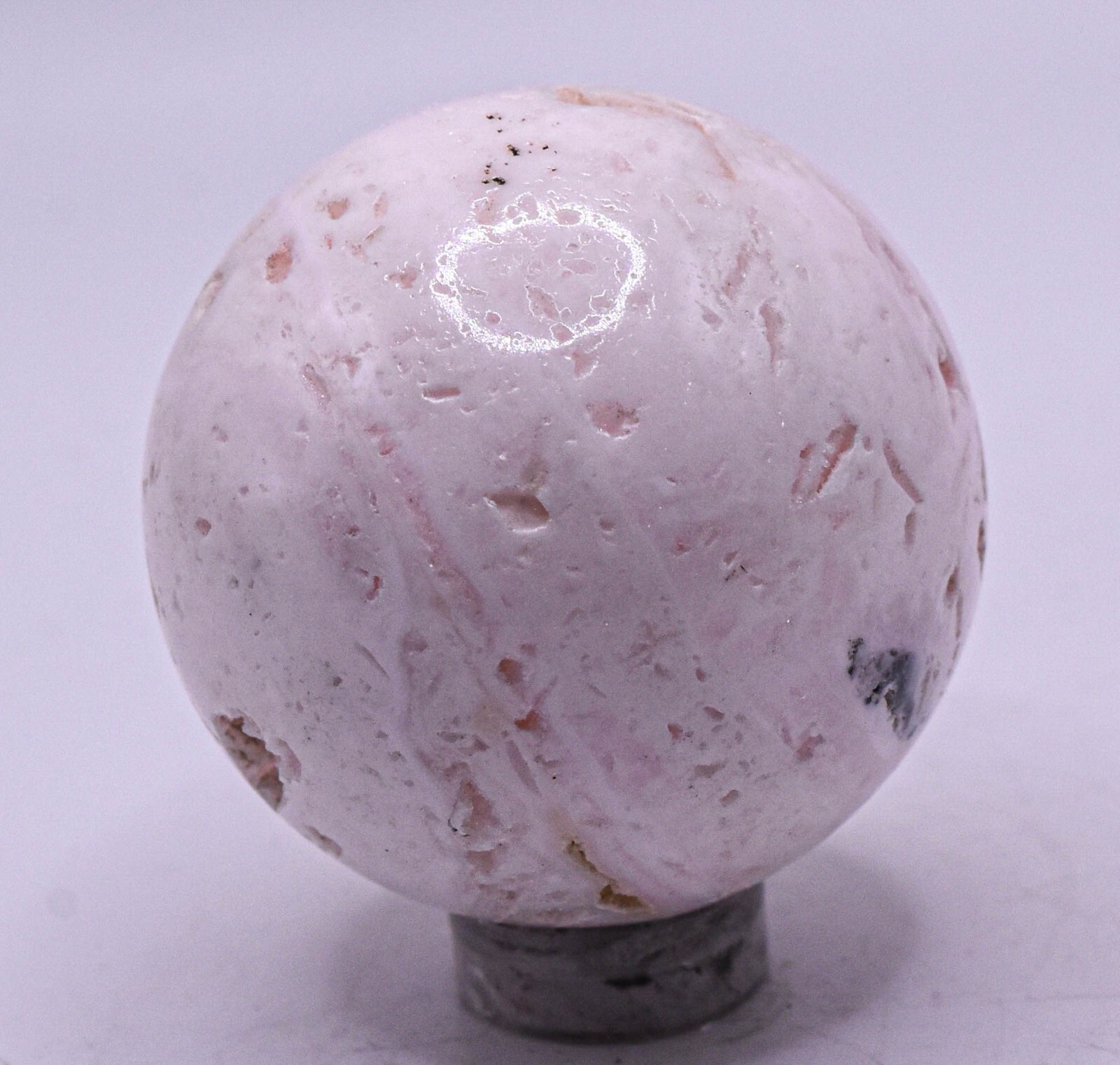 41mm Pink Mangano Calcite w/ Druzy Sphere Polished Natural Gemstone Mineral Peru