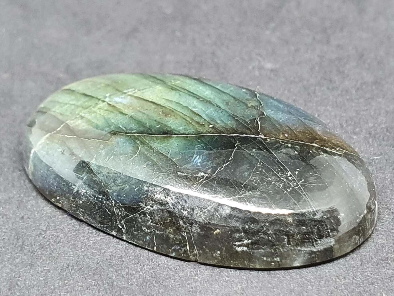Labradorite Cabochon Oval High Grade 42 x 24 x 9mm 65 Ct Palm Stone Gemstone LB1