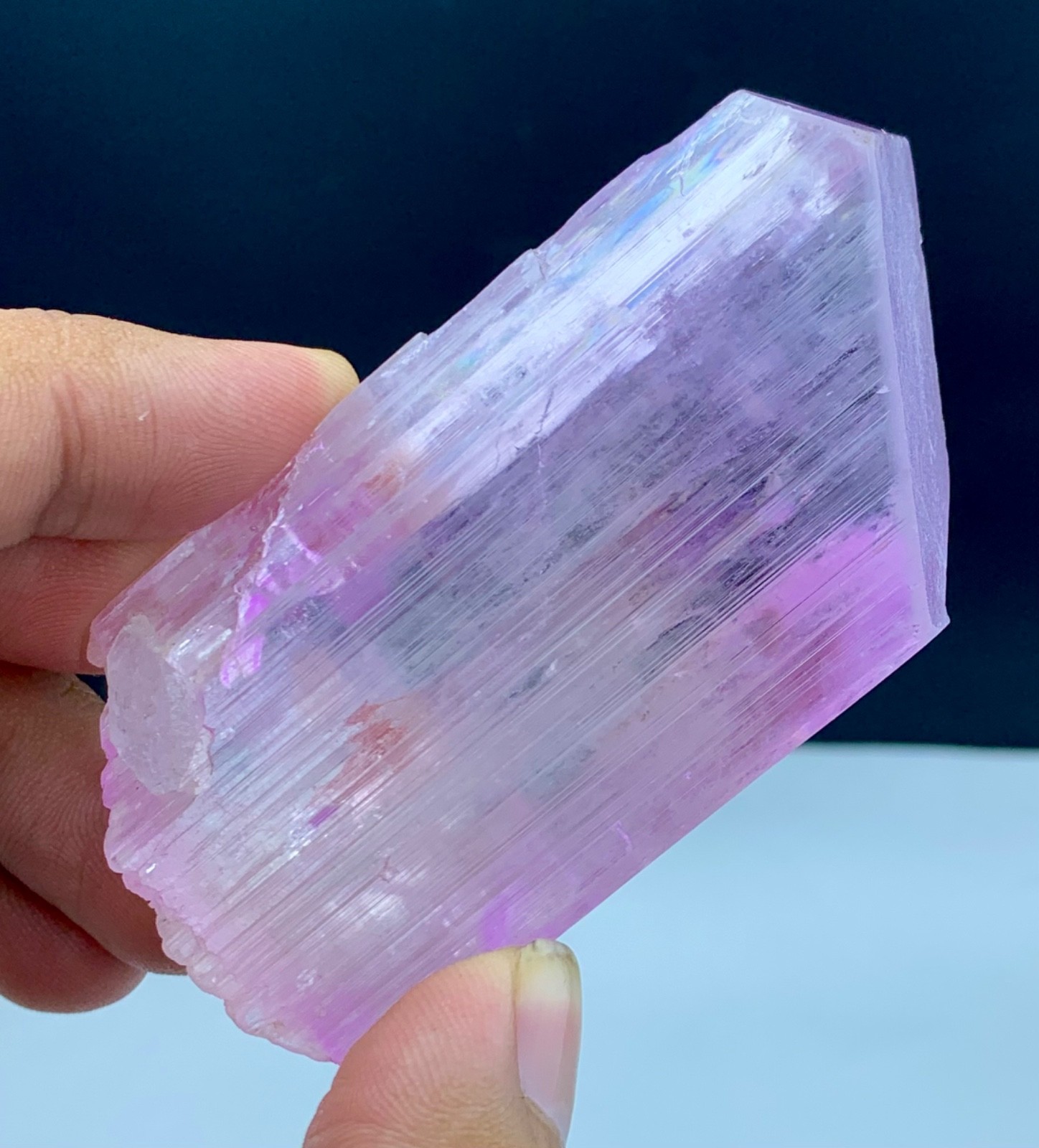 147 Gm Pink Kunzite Natural DT, Gemmy Wonderful Shape Crystal Combine Quartz—AFG
