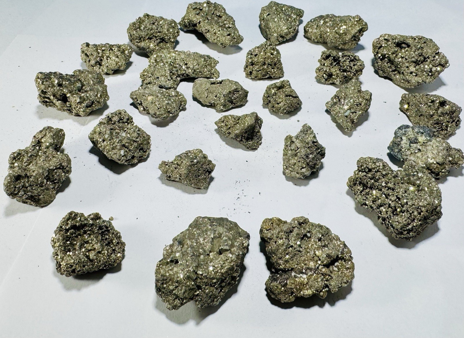 25 Natural Iron Pyrite Rough Specimens 1 Lb 1 Oz Mineral Crystal Lot Fool’s Gold