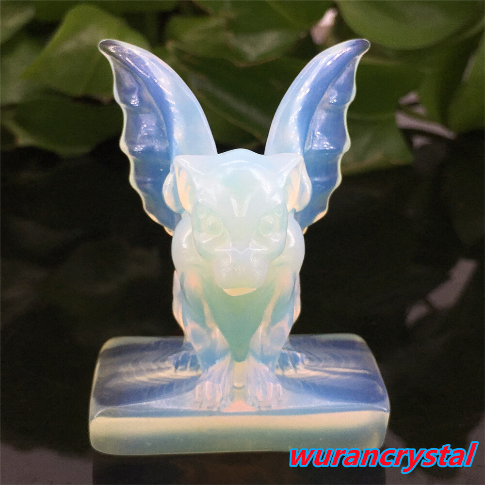1pc Opalite Quartz Gargoyles Angel Skull point Crystal Carved Skull Healing Gem