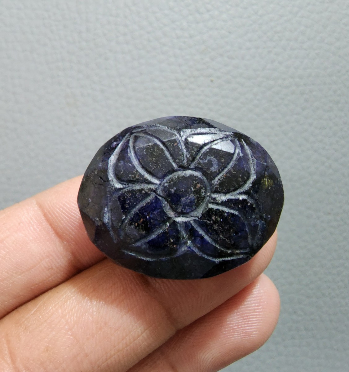 Fabulous Blue Sapphire Carving 128 Ct Handcrafted Gemstone Loose Art Gemstone