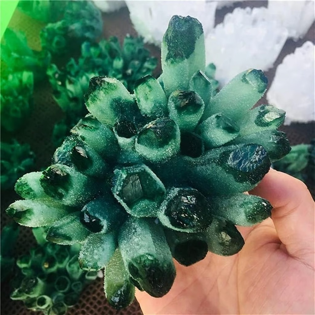 300g+ Raw Green Ghost Crystal Cluster Rough Geode Reiki Quartz Home Decor Gift