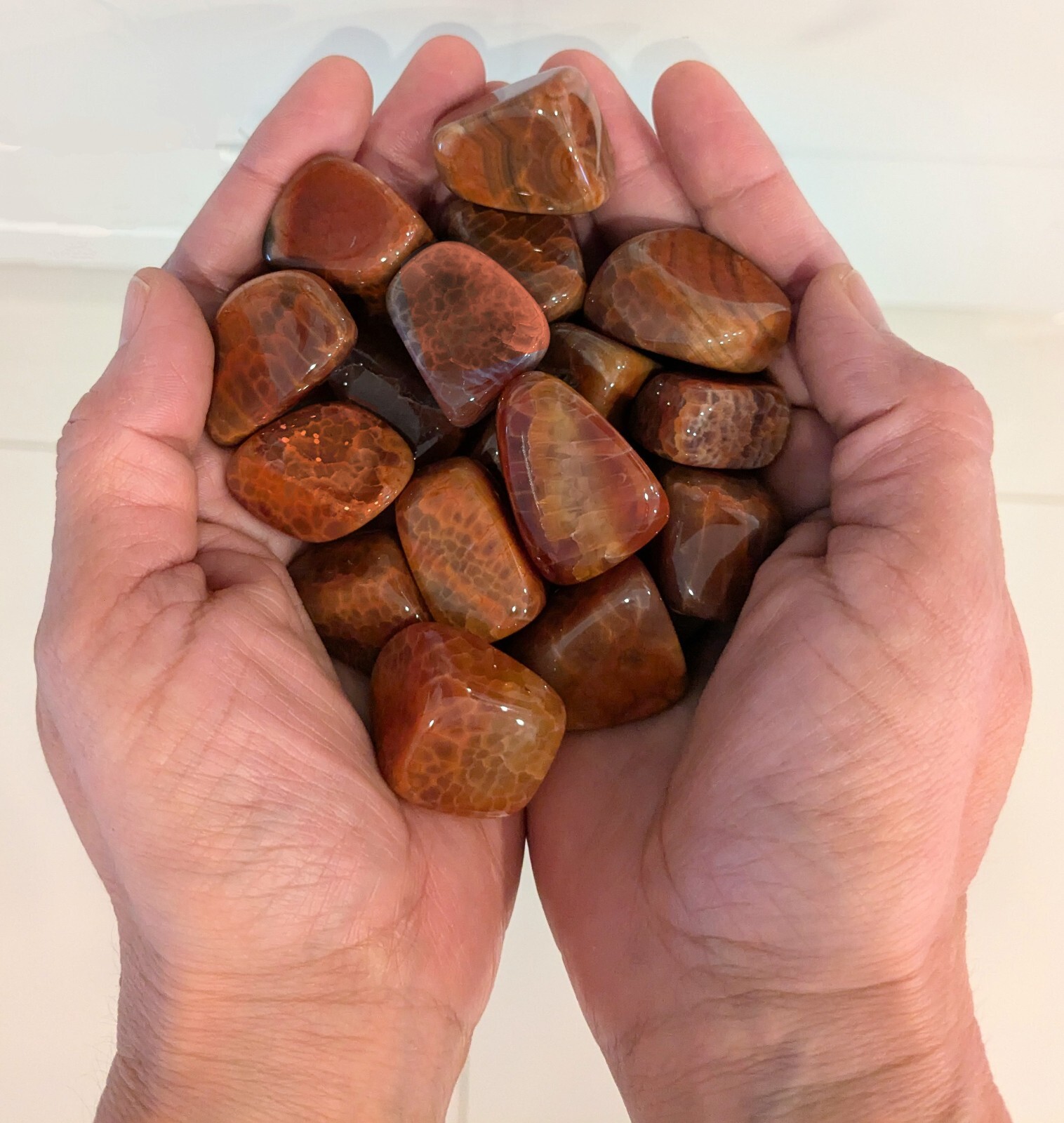1/2 LB. Tumbled Fire Agate .75″- 1.25″ in Size & 13-16 Stones p/bag
