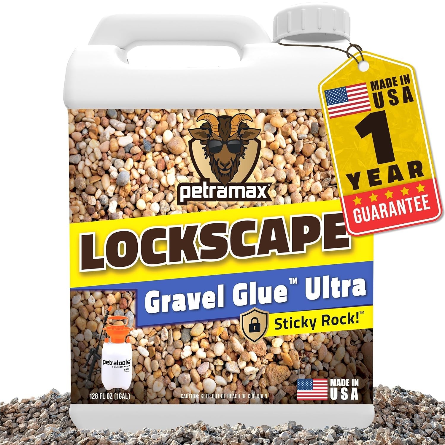 Lockscape Gravel Glue 1 Gal: Ultra Strong, Non-Toxic, Clear Drying Rock Adhesive