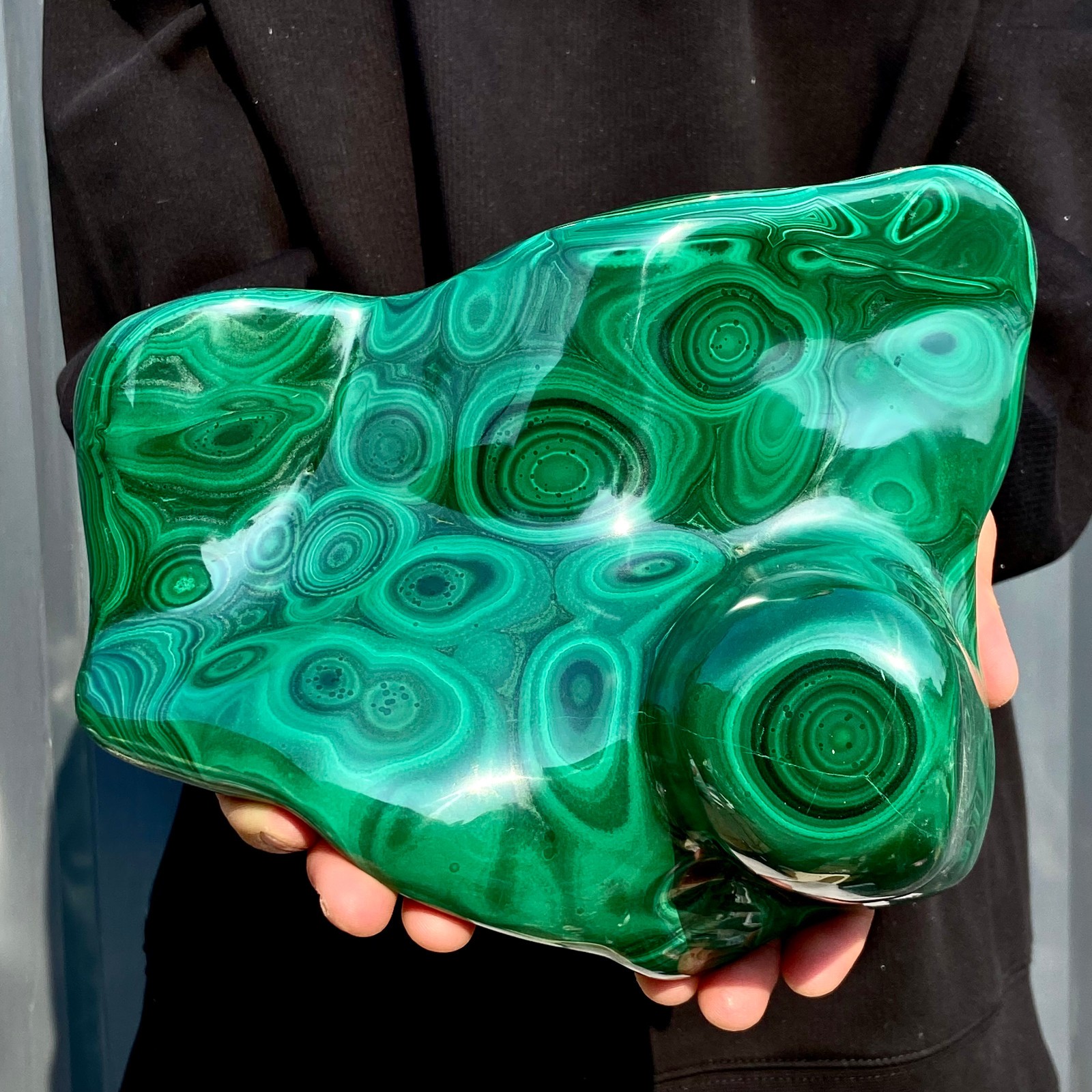 10.6LB Natural glossy Malachite transparent cluster rough mineral sample