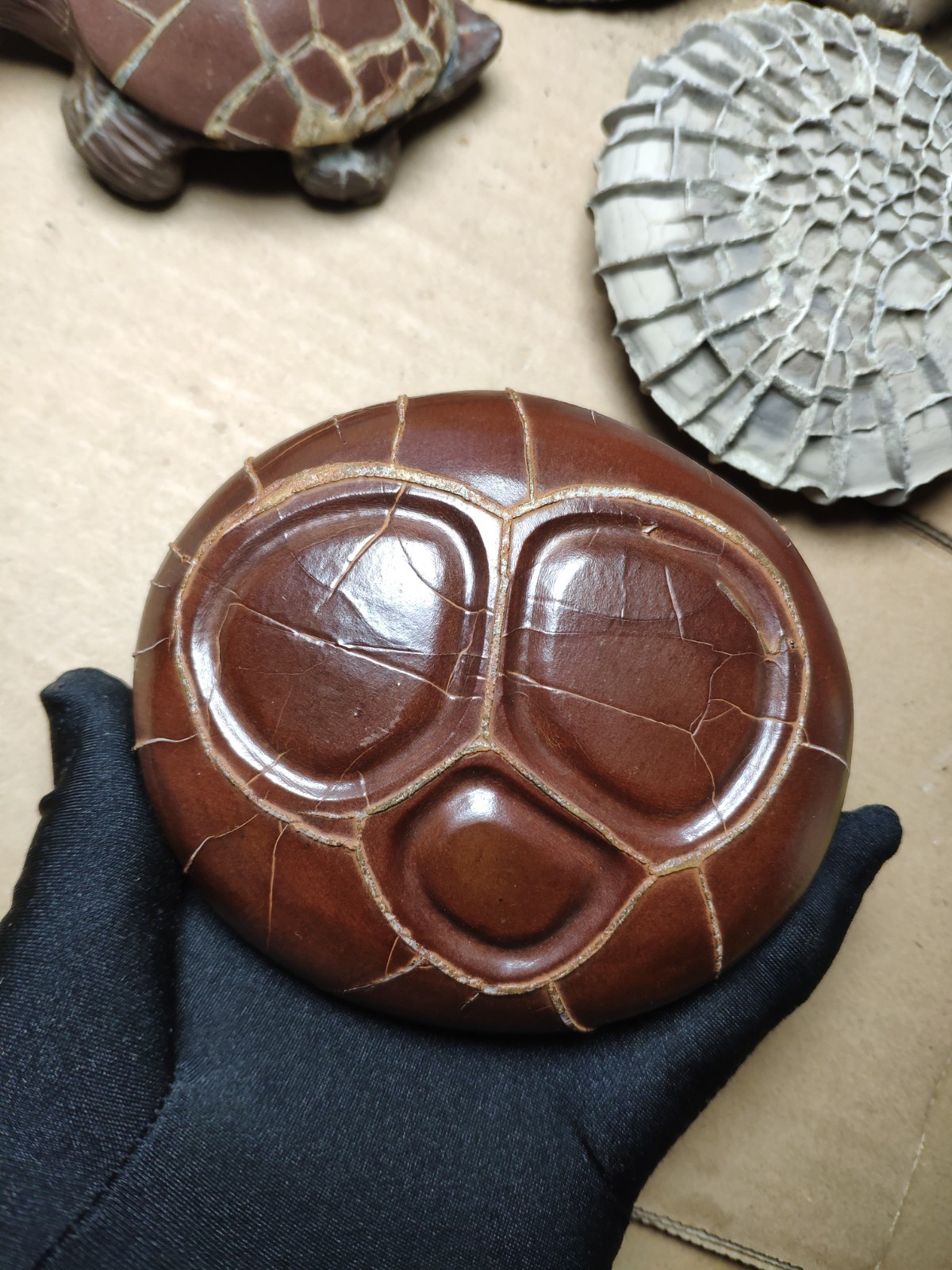 680g beautiful Natural tortoise back pattern stone Landscape stone