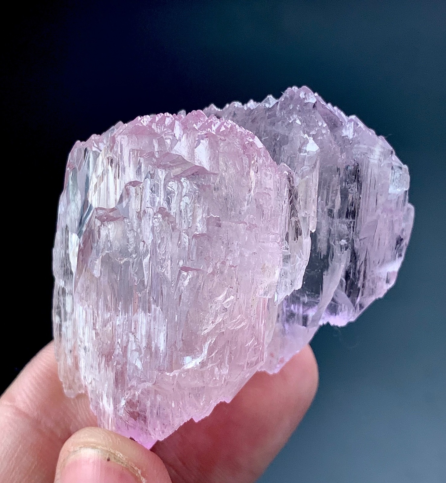Natural Etched Pink Kunzite Crystal specimen from Afghanistan