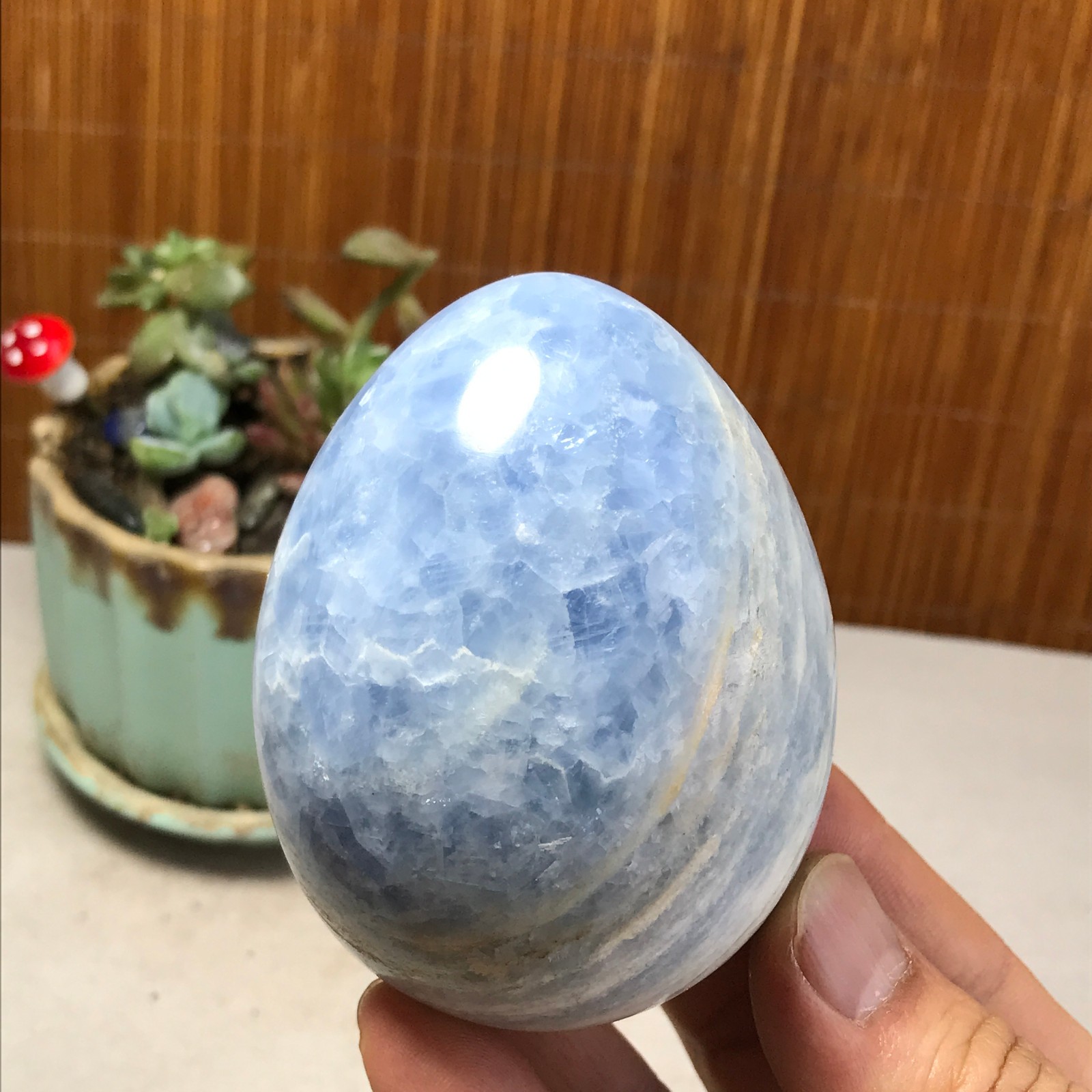 80-60-60mm NATURAL Blue Celestite egg quartz Crystal Healing gift 430g A5212