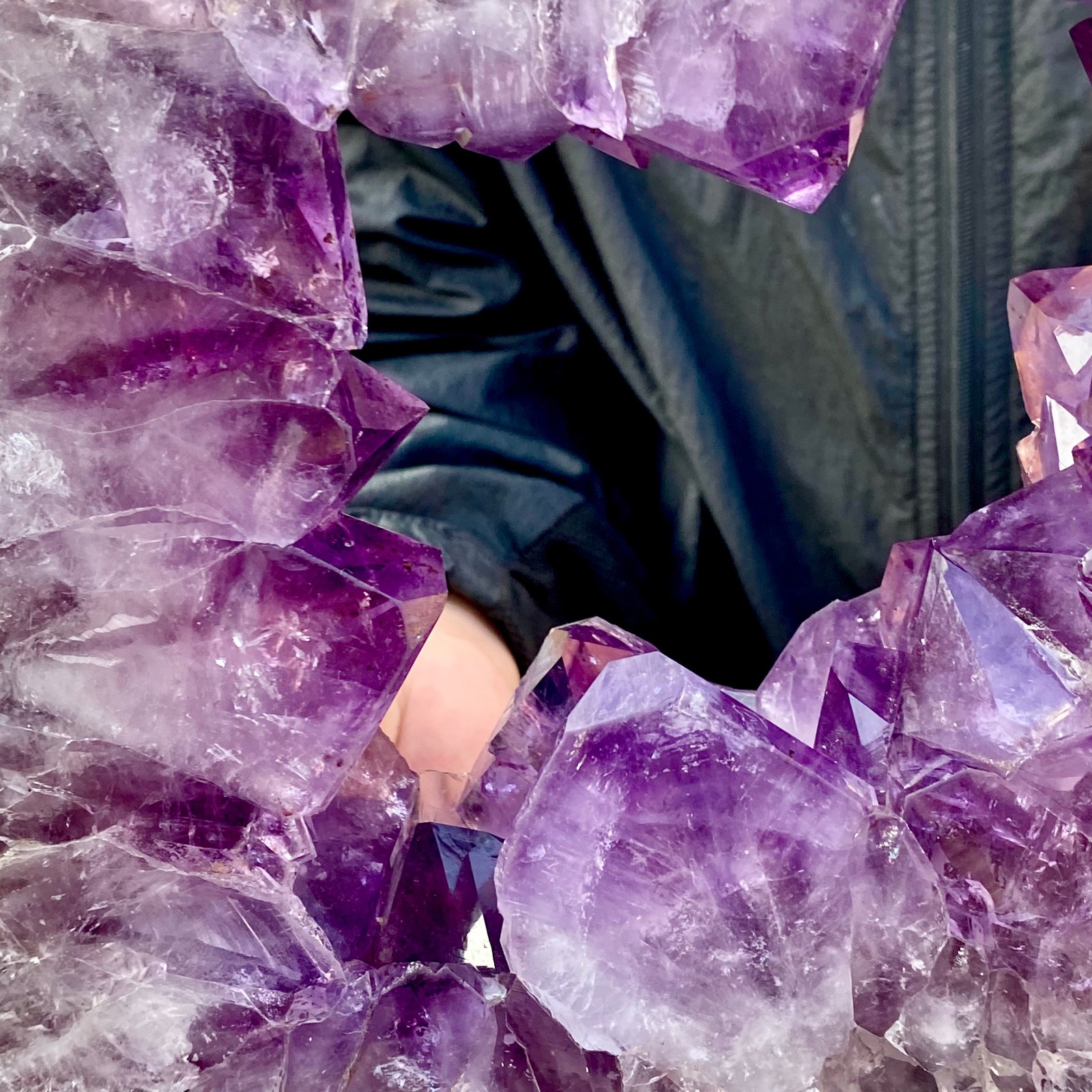 10.8LB Natural Amethyst Cave Crystal Slice Crescent shaped Hand Cut Repai