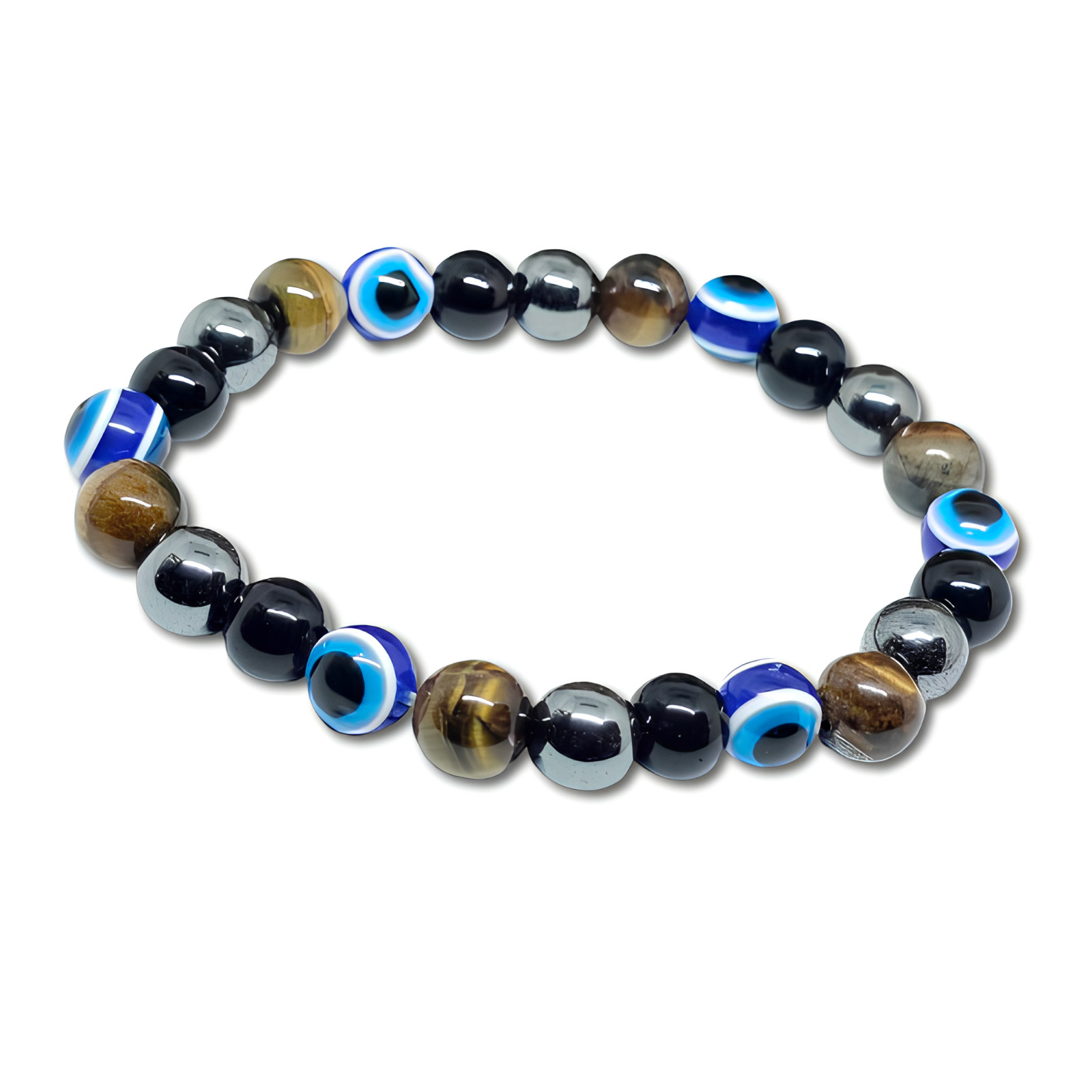 Evil Eye Protection Bracelet Hematite Obsidian Tigers Eye Gemstone Jewellery