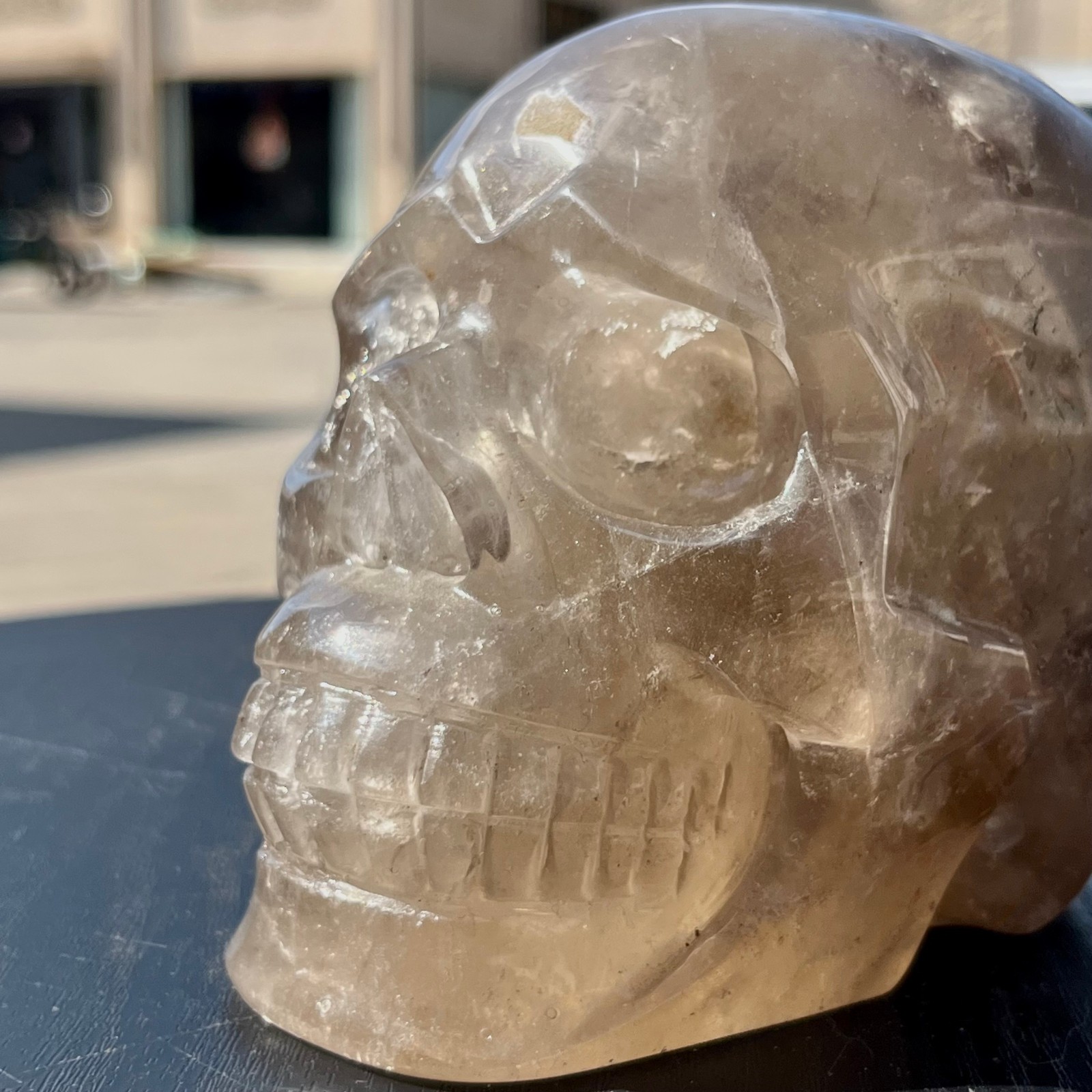 Real Smoky Quartz Stone Carved Human Skull Model Mineral Specimen Display 4 lb