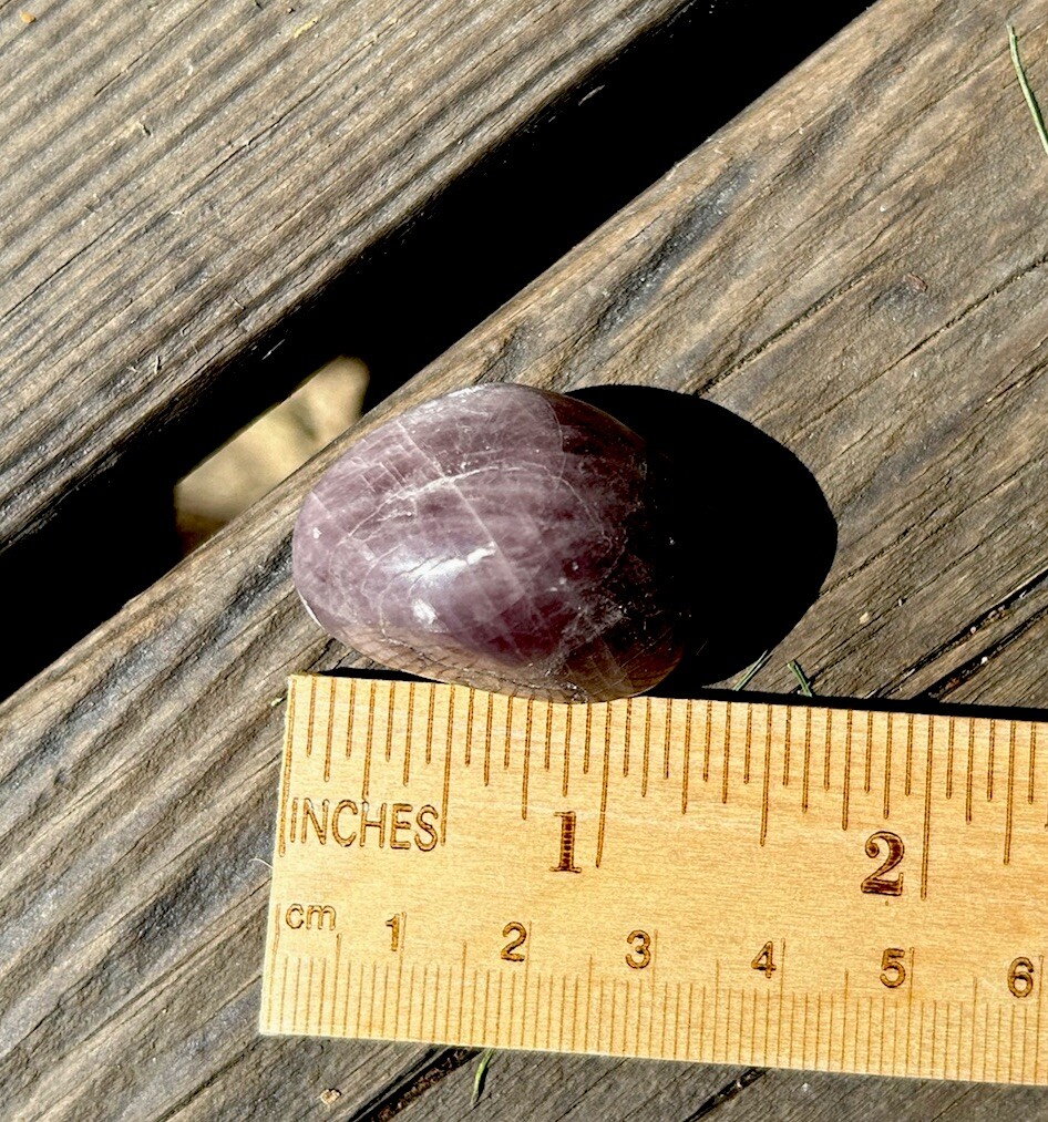 Handmade Polished Purple ANGELITE ANHYDRITE Rare Crystal Palm Stone MADAGASCAR