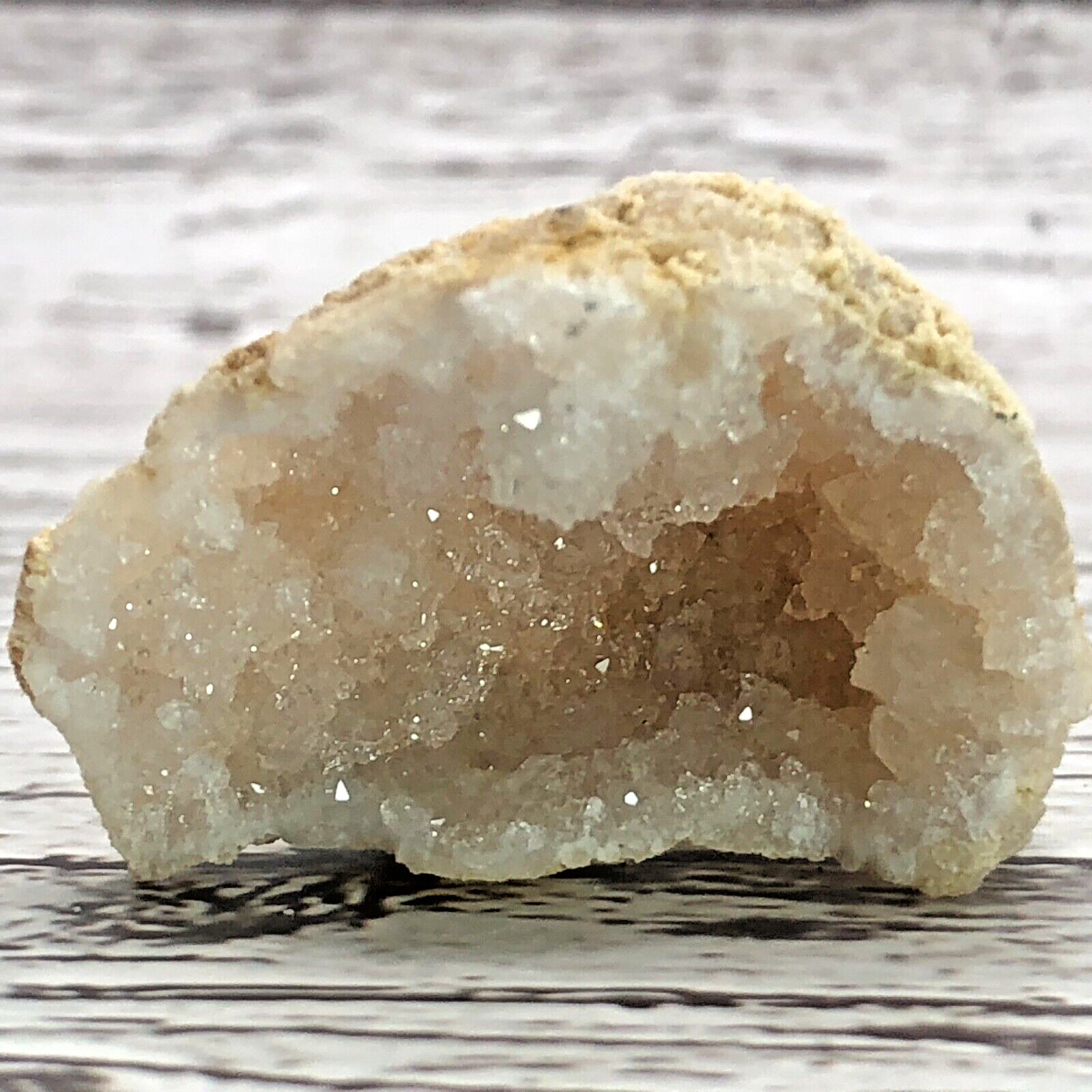 Shimmering Sparkly Quartz Crystal Tan Geode 4.5″ Circumference Matching Set #6
