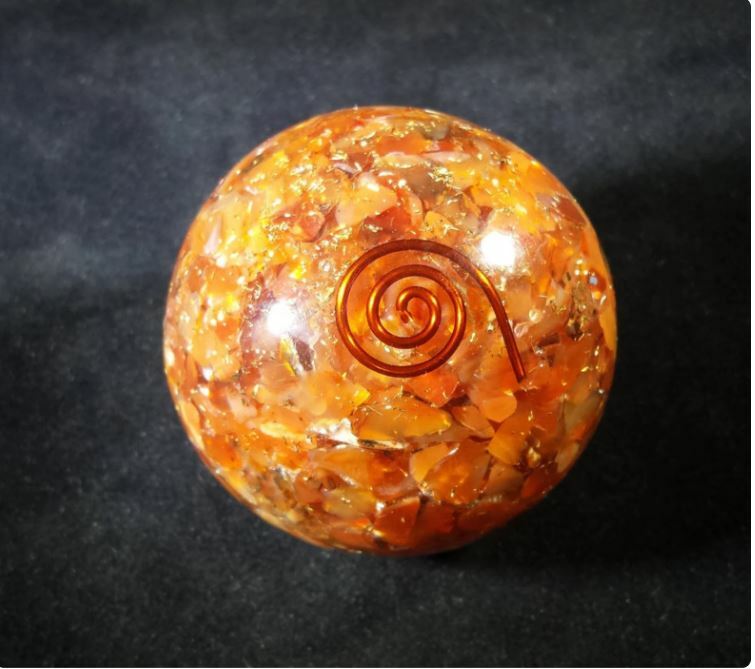 LARGE (60-70mm) 7 CHAKRA COMPLETE ORGONE GEMSTONE SPHERE SET ORGONITE SPHERE