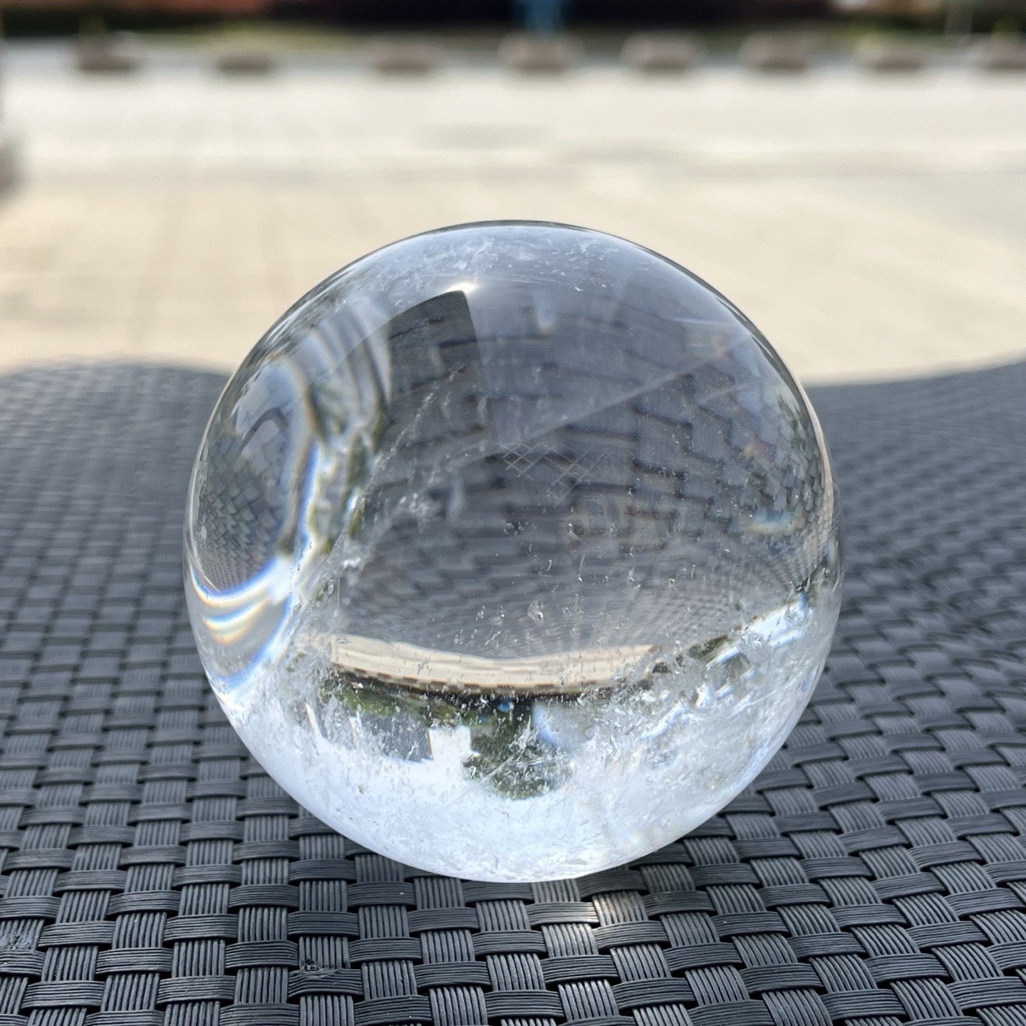 Natural Transparent Clear Quartz Sphere Big Rainbow Flash Crystal Specimen
