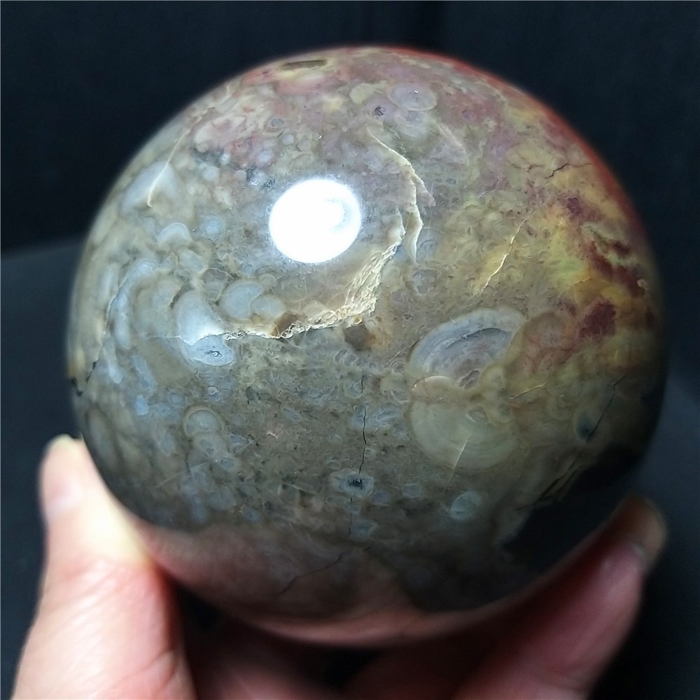 TOP 664G 78mm Natural Polished Colorful Agate Stone Sphere Ball Healing Ca900