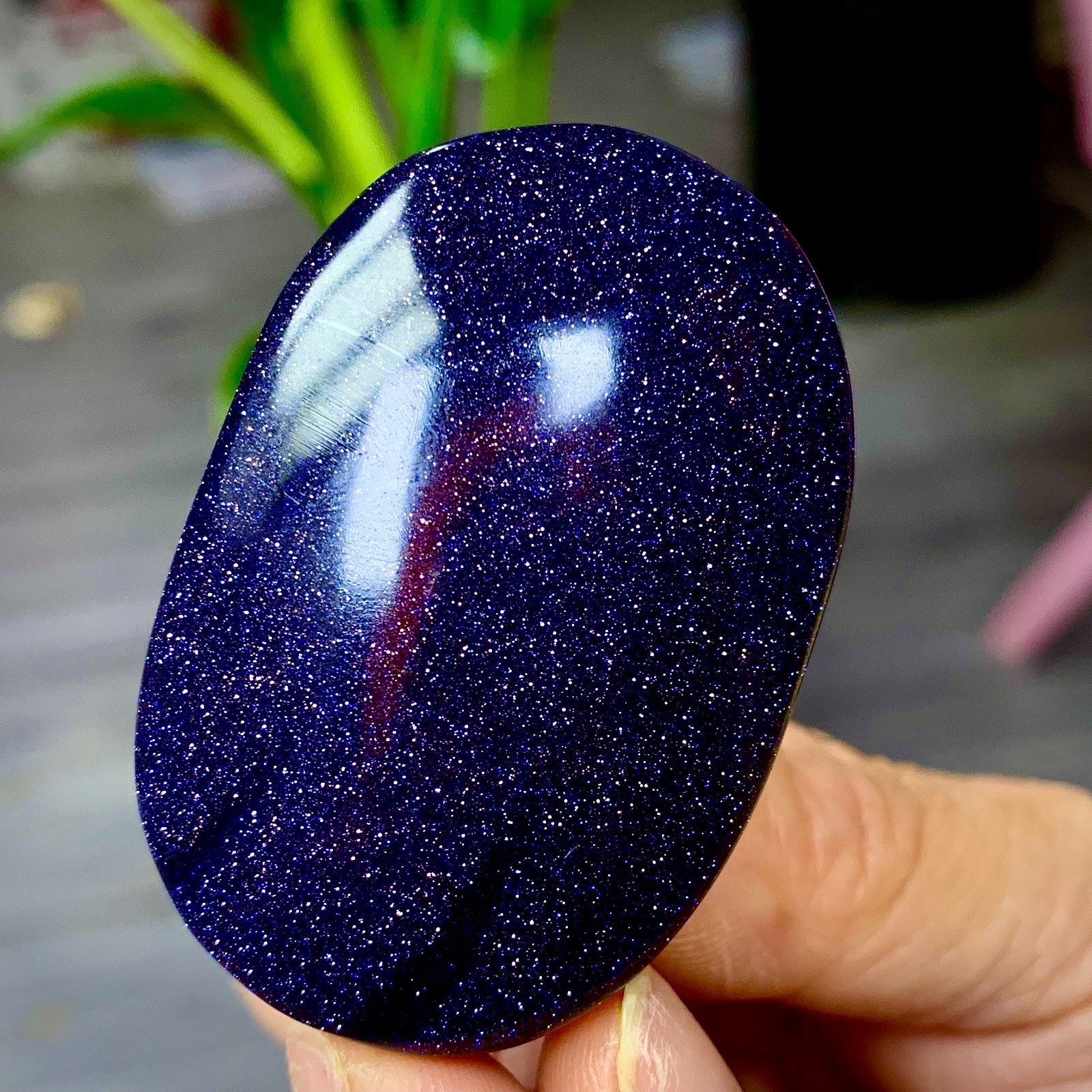 57G Natural Blue sandstone crystal oval shaped quartz healing A267