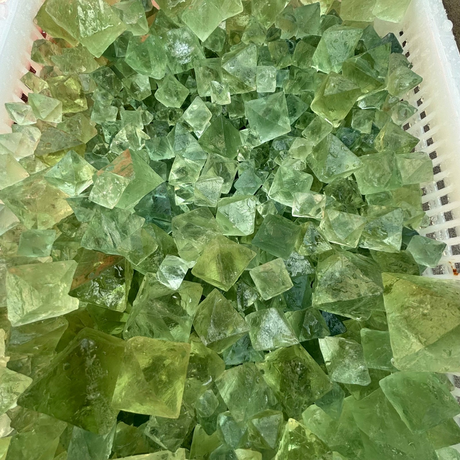 2.2 LB Natural Green Fluorite Octahedron Quartz Crystal Point Healing Gift
