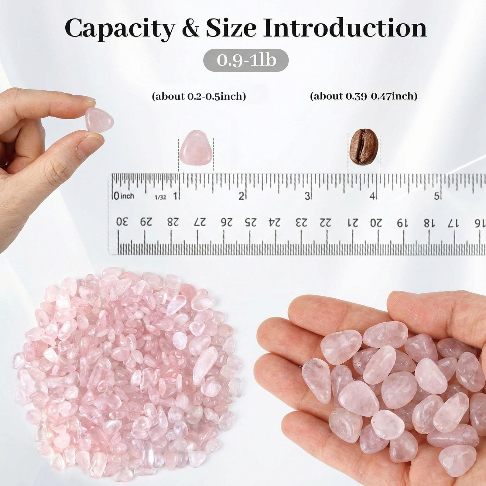 Rose Quartz Crystals 1lb Pink Crushed Chips Bulk Tumbled Stones Irregular Shaped