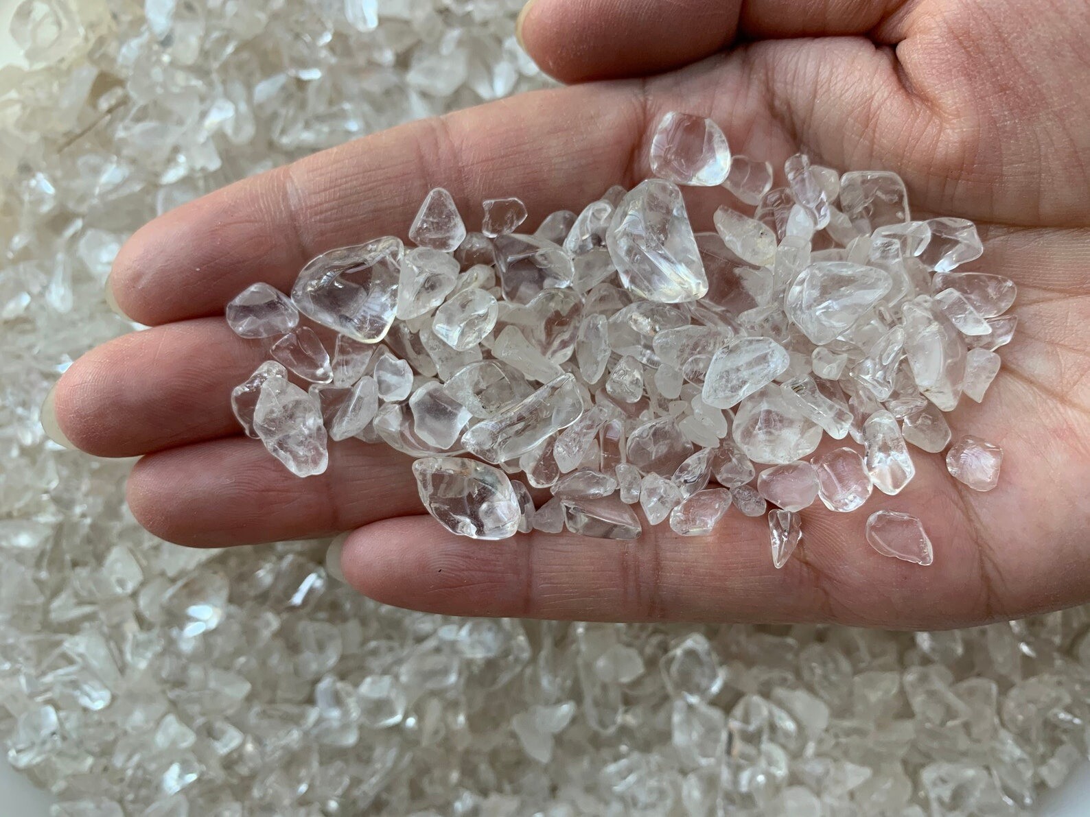 Clear Quartz Semi Tumbled Gemstone Mini Chips 5 – 10 mm, Wholesale Bulk Lot