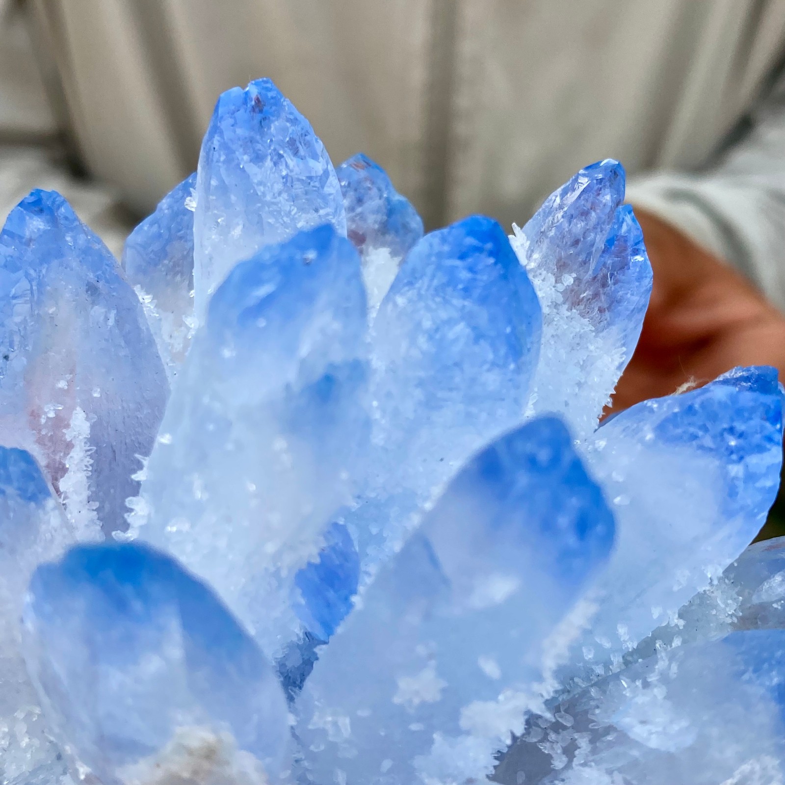 375G New Find blue Phantom Quartz Crystal Cluster Mineral Specimen Healing