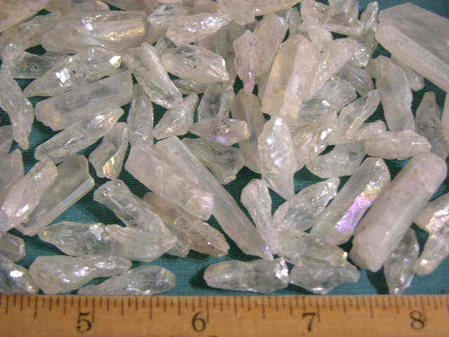 Angel Aura quartz crystal drilled for necklace/pendant 1/2-1.25 inch 10 piece
