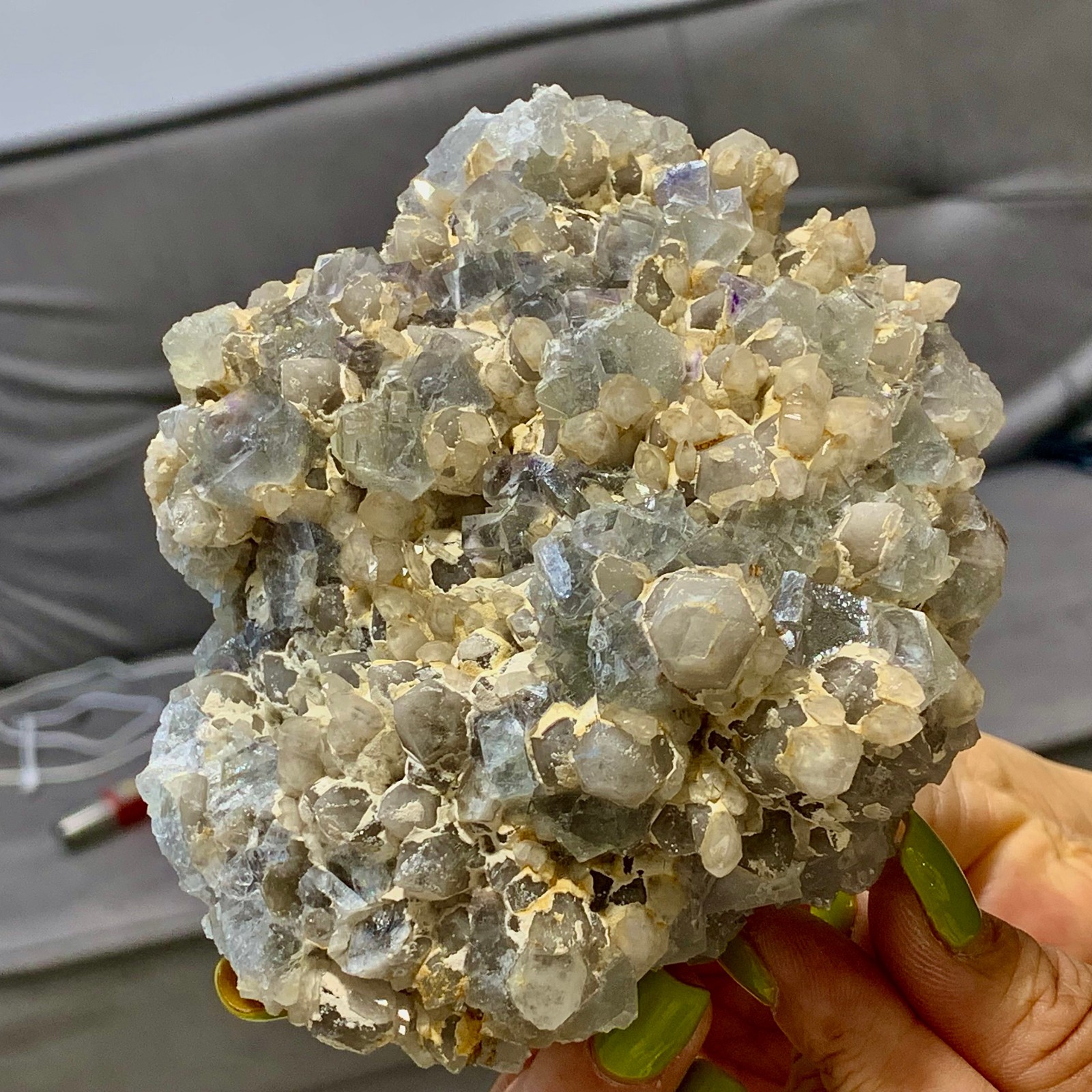 1.29LB Natural Fluorite+Crystal Cluster Mineral Specimen/InnerMongolia