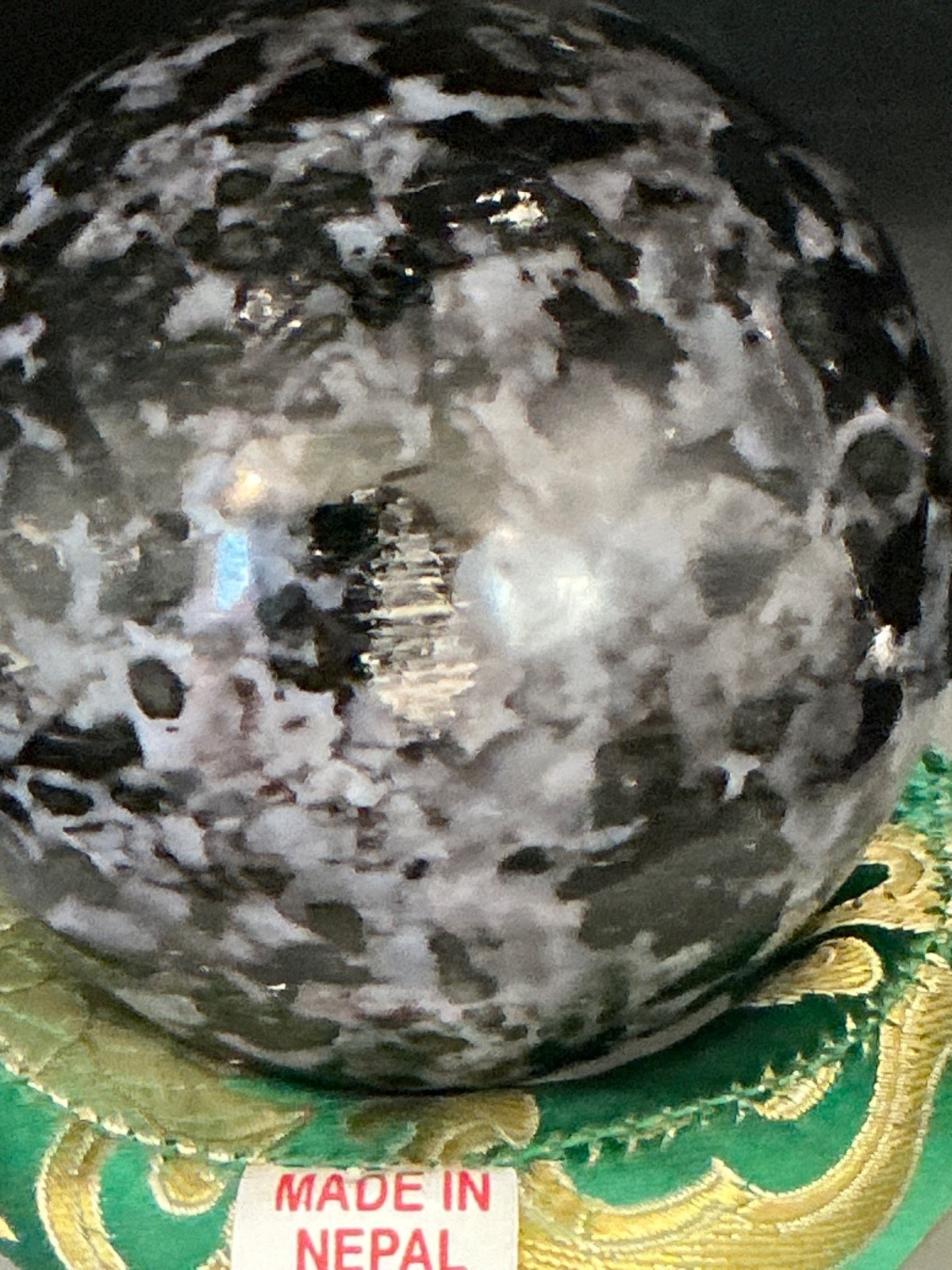 Polished Indigo Gabbro (Mystic Merlinite) Sphere Ball 3.25″ 737 grams Blk/Gray