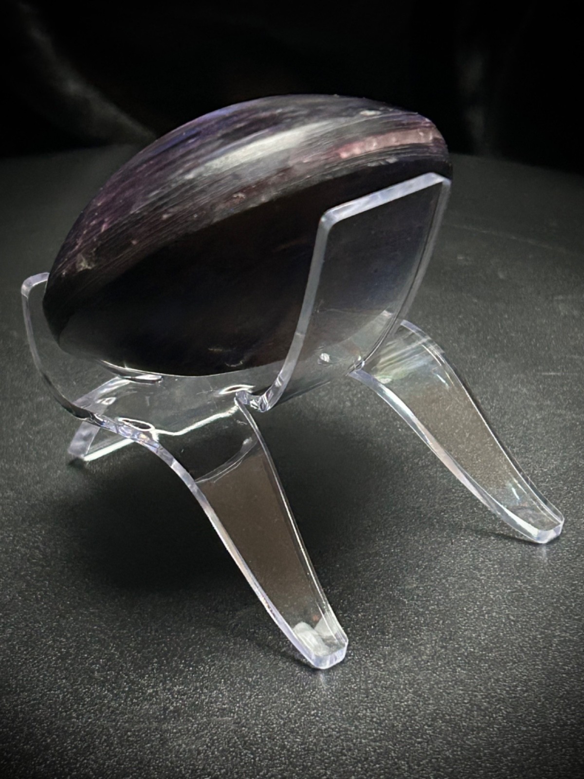 2.85″ Gemmy Lepidolite Freeform With Acrylic Stand 8.4oz (237 grams)