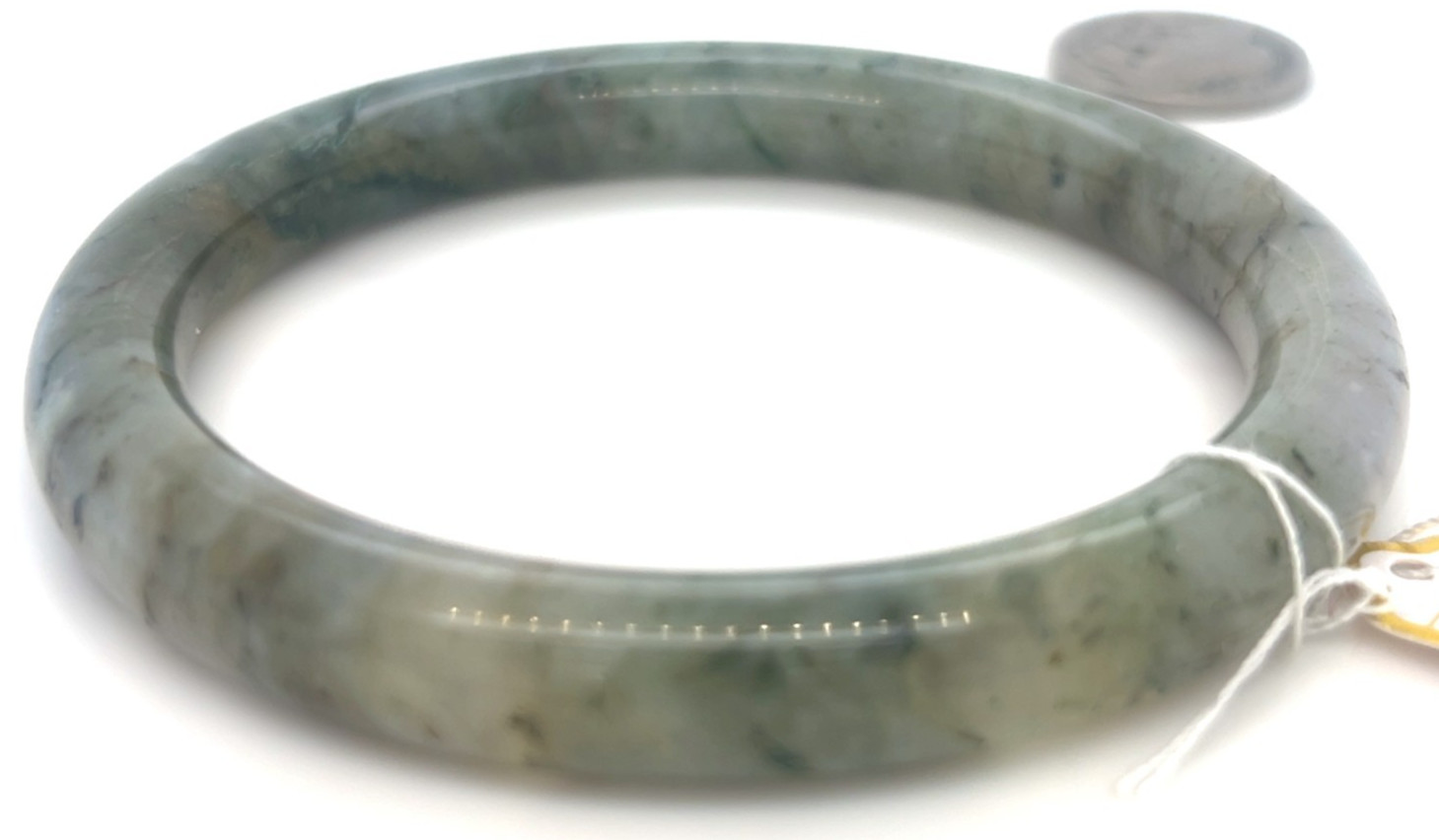 “Type A Burmese Jadeite Bangle Earthy Icy Green Full Moon 61mm”