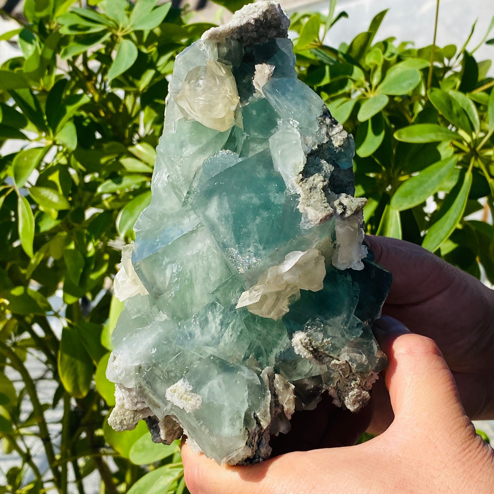 1706g Natural transparent blue green fluorite mineral crystal sample/China