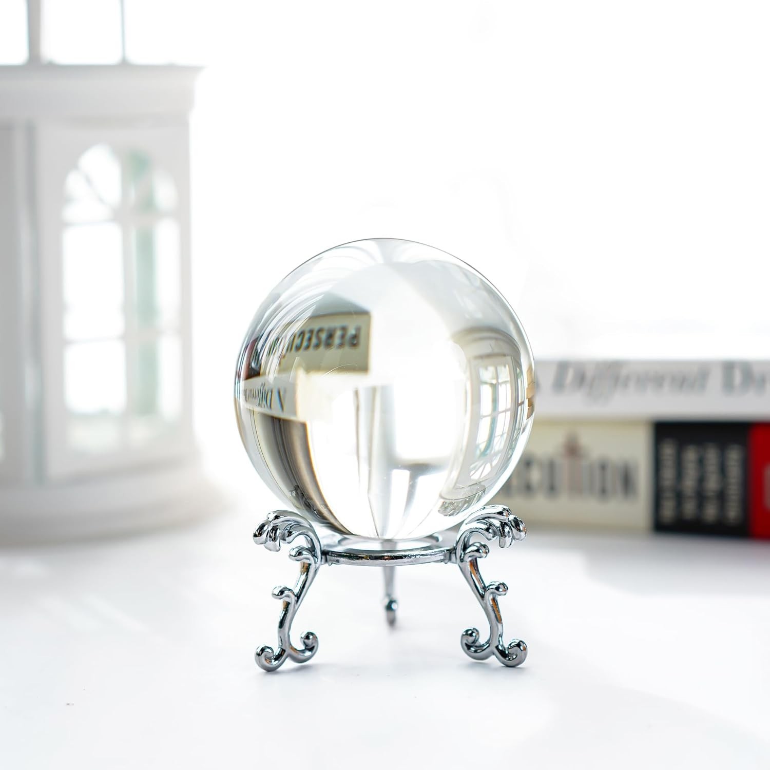2.3in Sparkling Clear Crystal Ball with Stand 60mm Handcrafted Photography Pr…