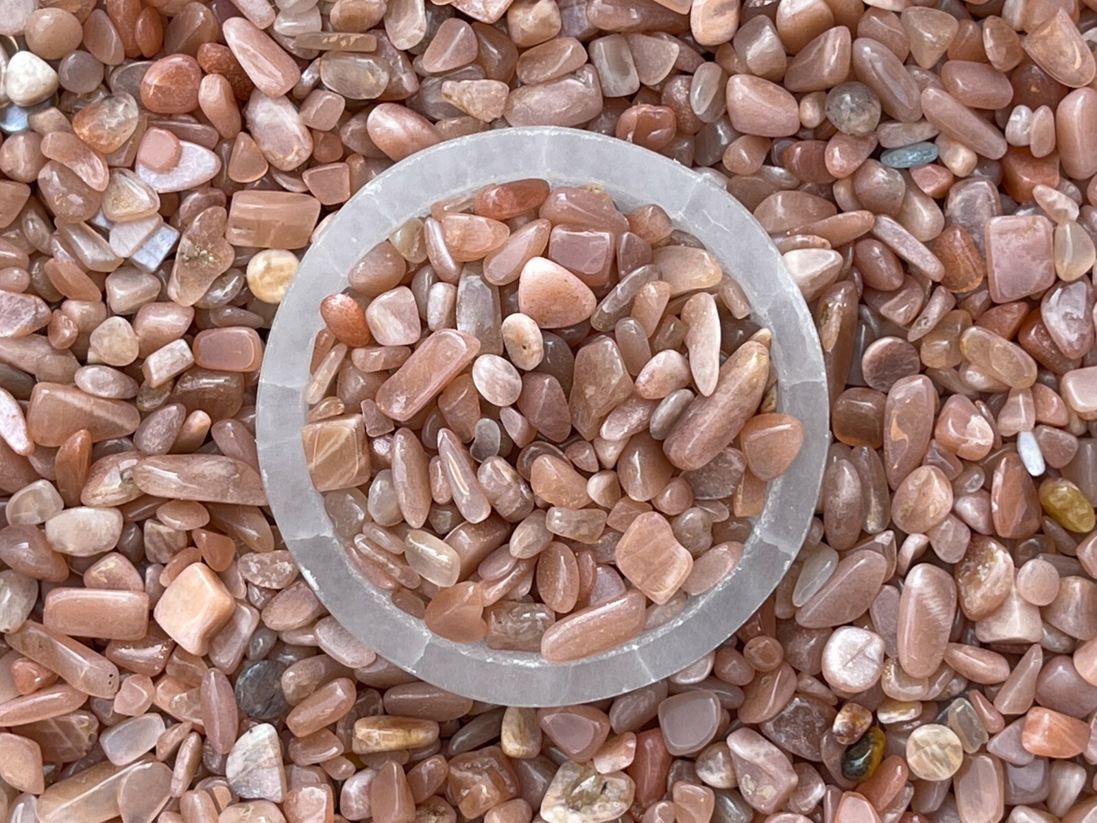 Grade A++Peach Moonstone Semi Tumbled Gemstone Chips 5-18mm, Wholesale Bulk Lot