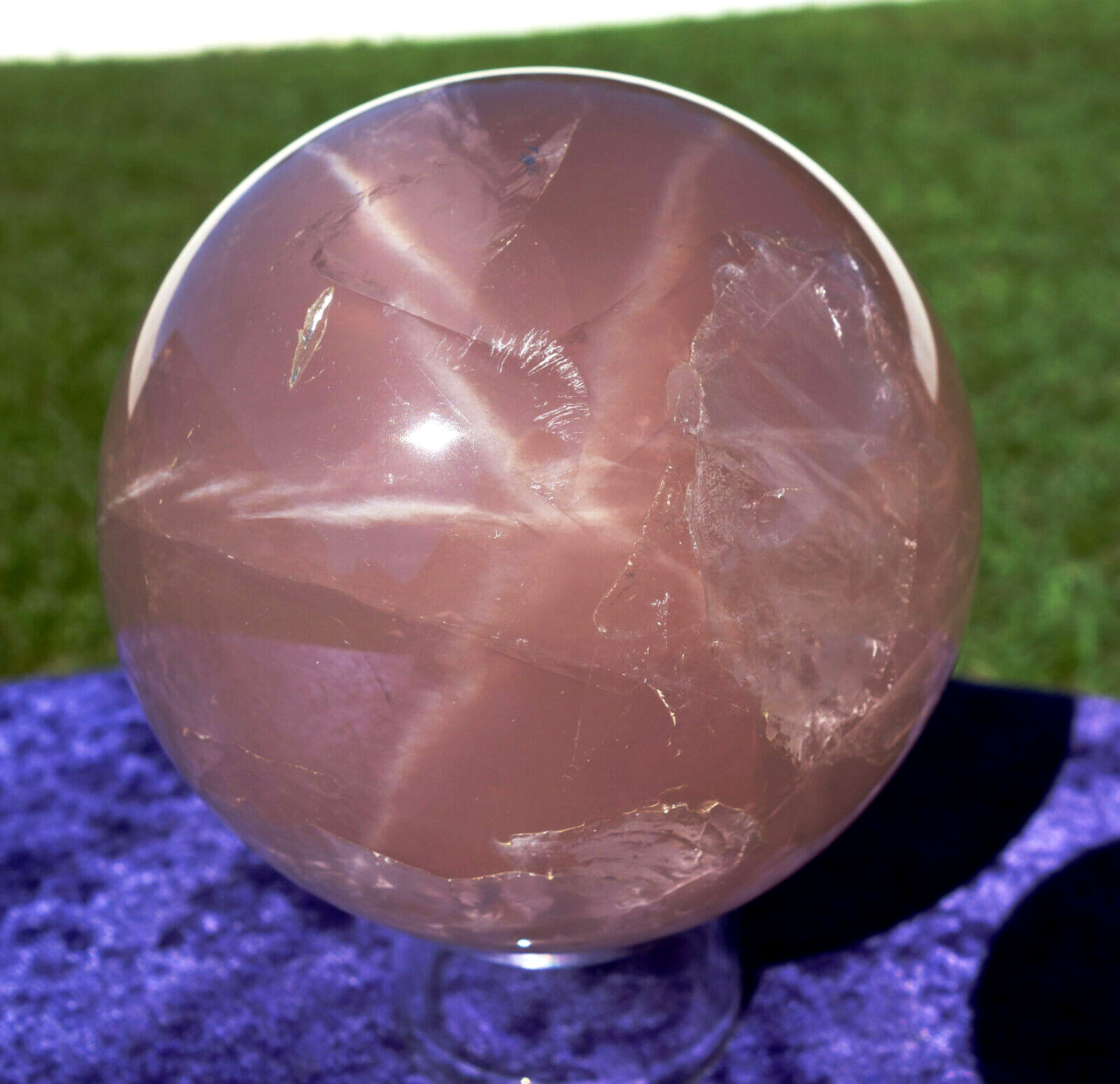 Rich Vivid PINK STAR ROSE Quartz Crystal Sphere Ball DEEP Fantastic COLOR