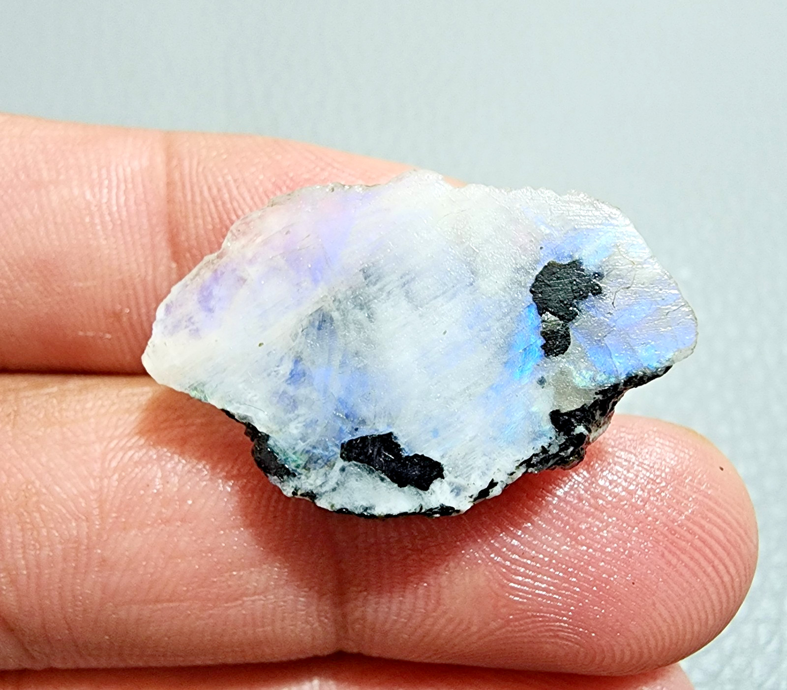 6pcs White Rainbow Moonstone Power Blue Fire Rough Loose Gemstone Jewelry 20-29M