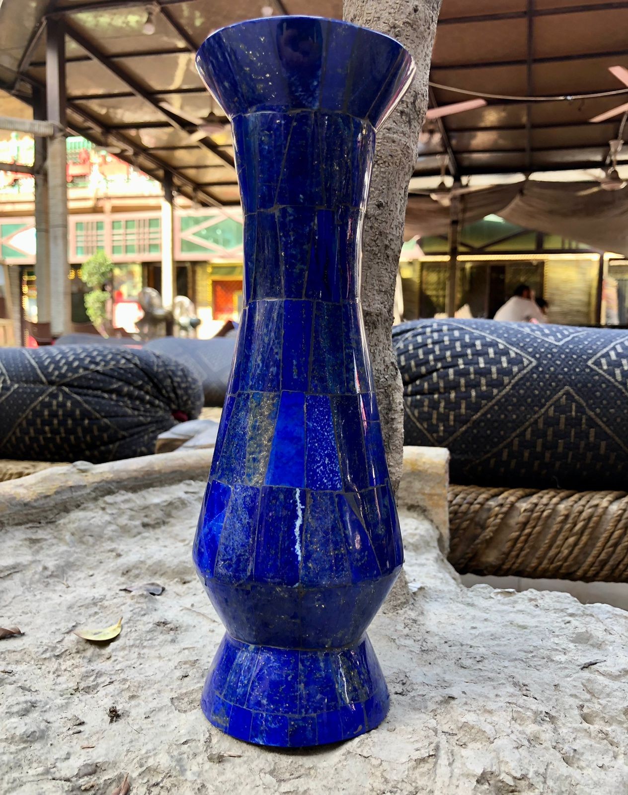 1.11 kg very Beautiful Natural Lapis lazuli Vase Excellent Deep Blue Color . Afg