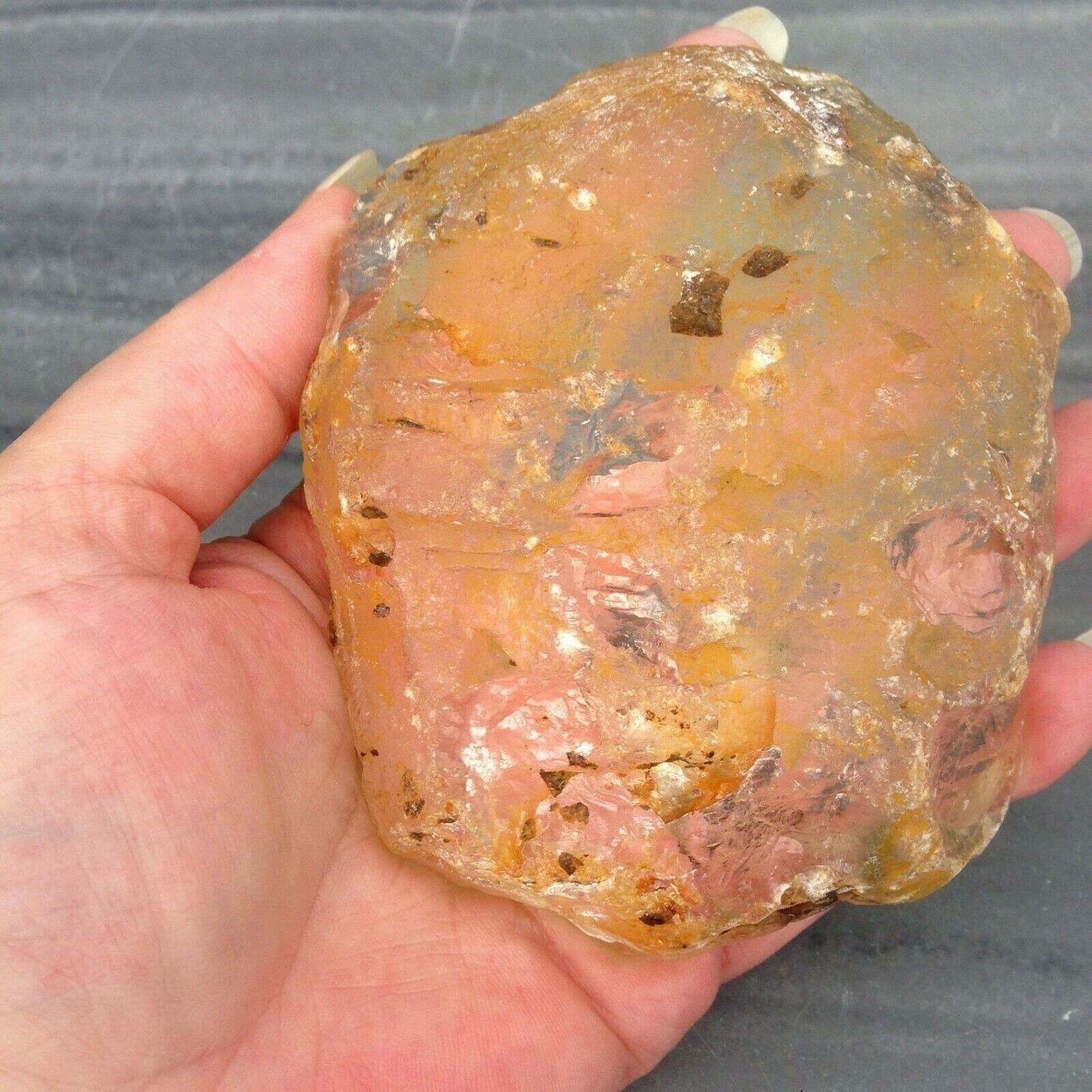 Clear Quartz Crystal Alluvial Rock Part Polished Pebble 322g 10×8.31×2.4cm