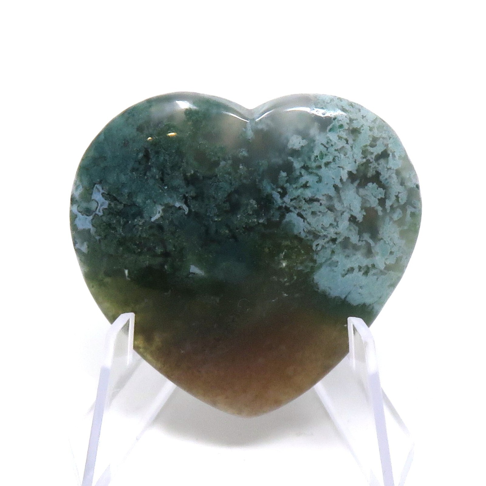 Moss Agate Stone Heart #937- 40mm or 1.5″ – Valentines Day Love Pocket Gemstone