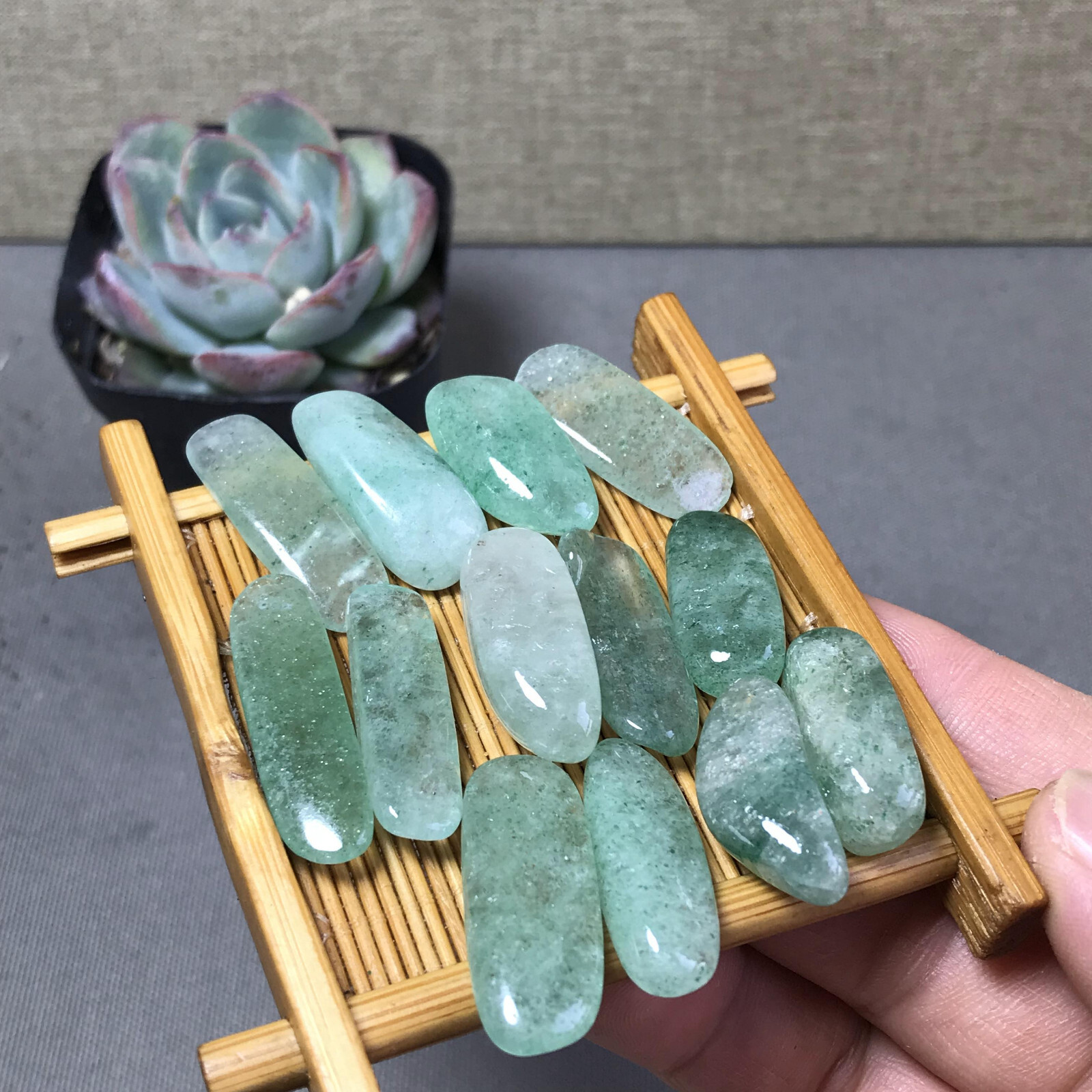 13Pcs Natural Green Strawberry Crystal gemstone Polish Mineral Specimen A6586