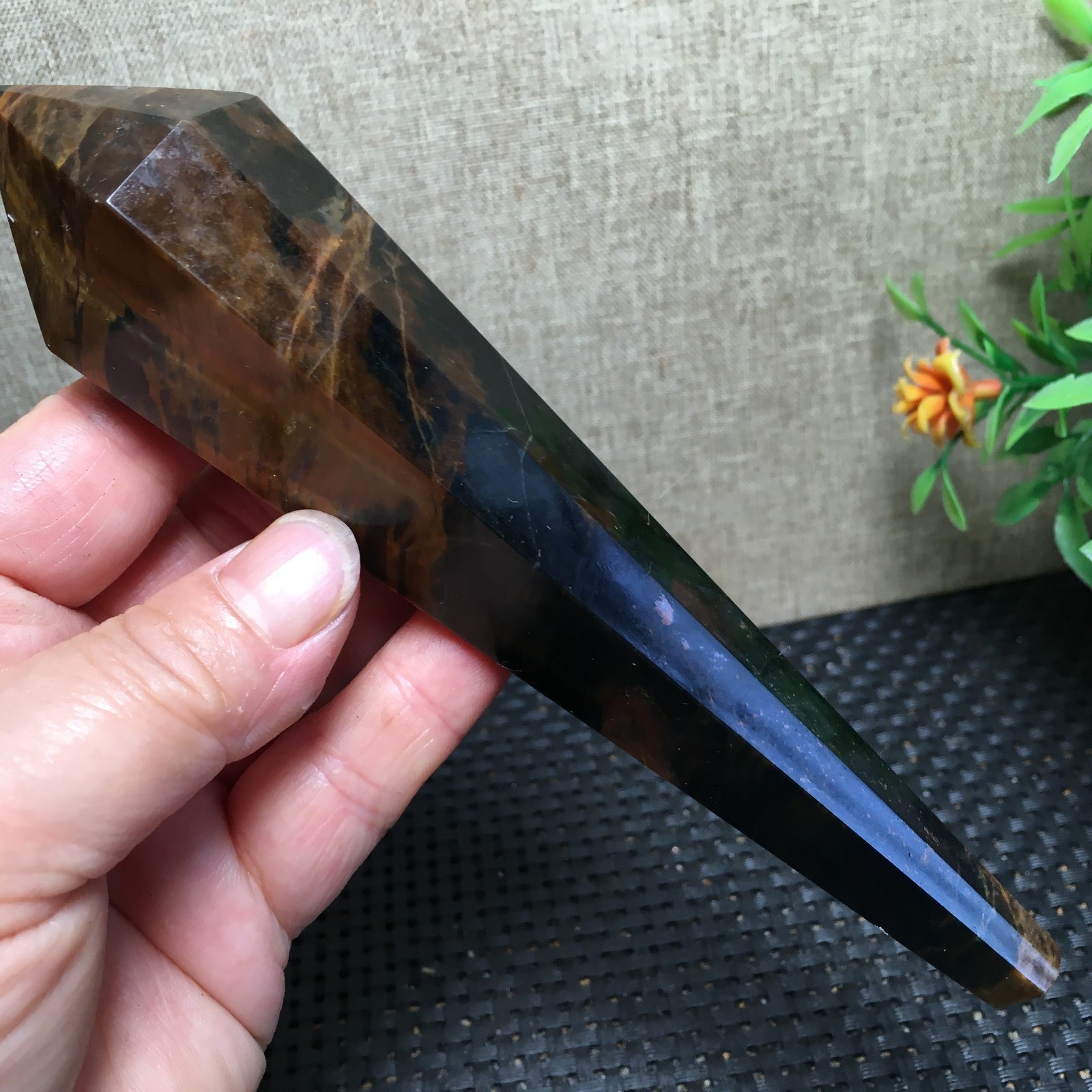 148g natural tiger-stone Quartz Crystal Wand Specimens fb1538