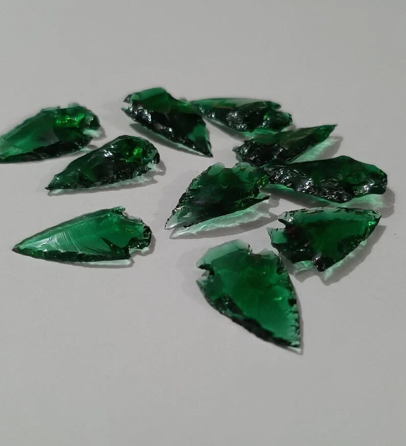 Green Obsidian Arrowhead 1-1.25″ – Stone Arrowhead Decor -Healing Crystals Blade