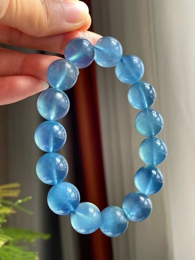 Natural Aquamarine Gemstone Blue Crystal Fashion Bracelet AAAAA