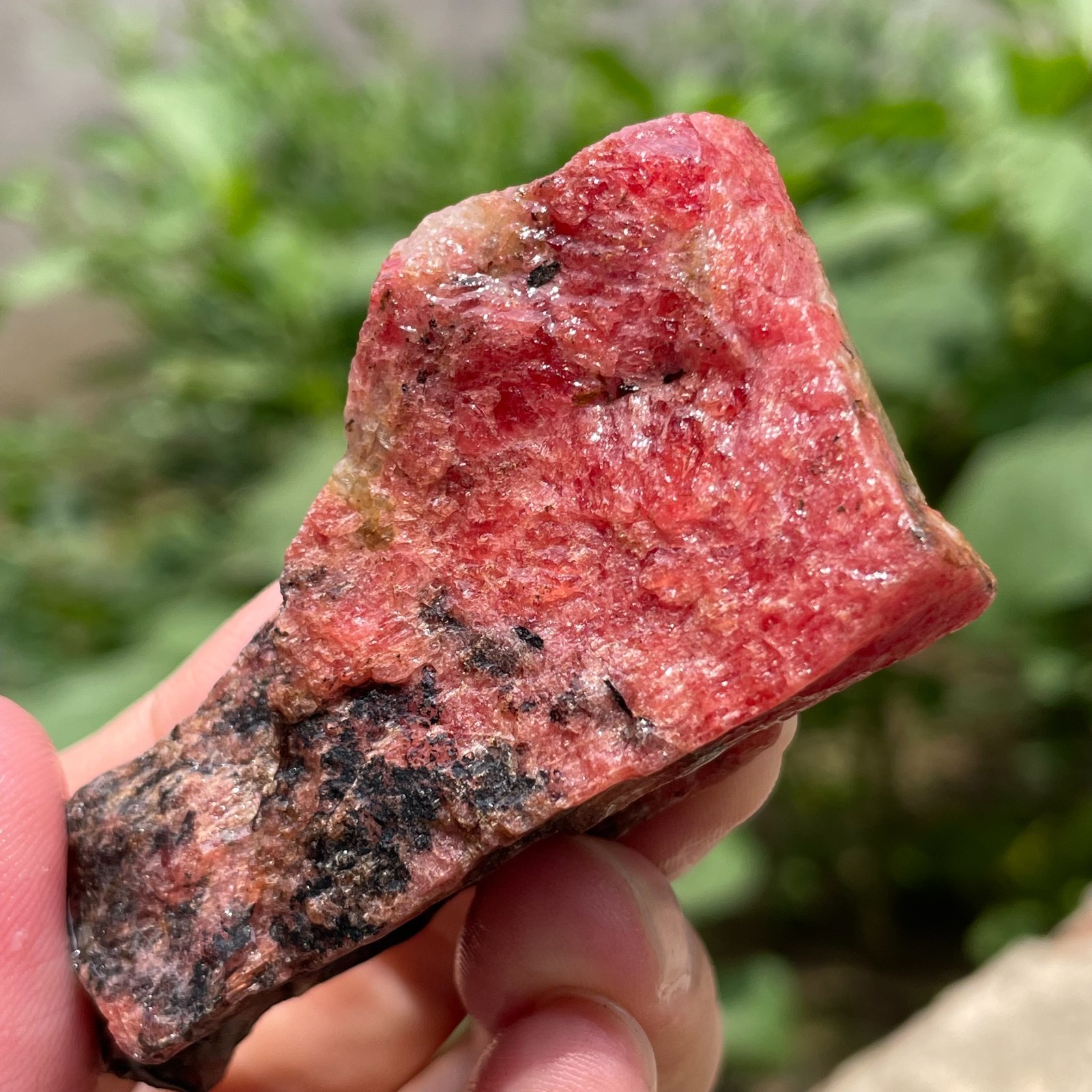 69g Small Raw Ore Red Black Rhodonite Quartz Gemstone Mineral Specimen