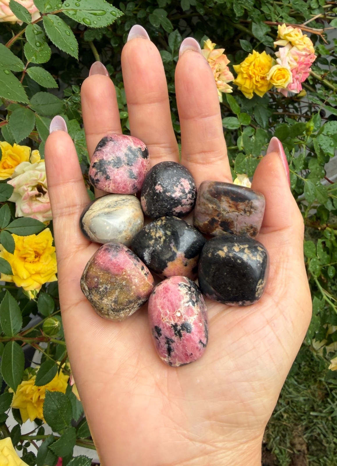 Wholesale Lot 2 Lbs Natural Rhodonite Tumble Stone Healing Crystals Energy