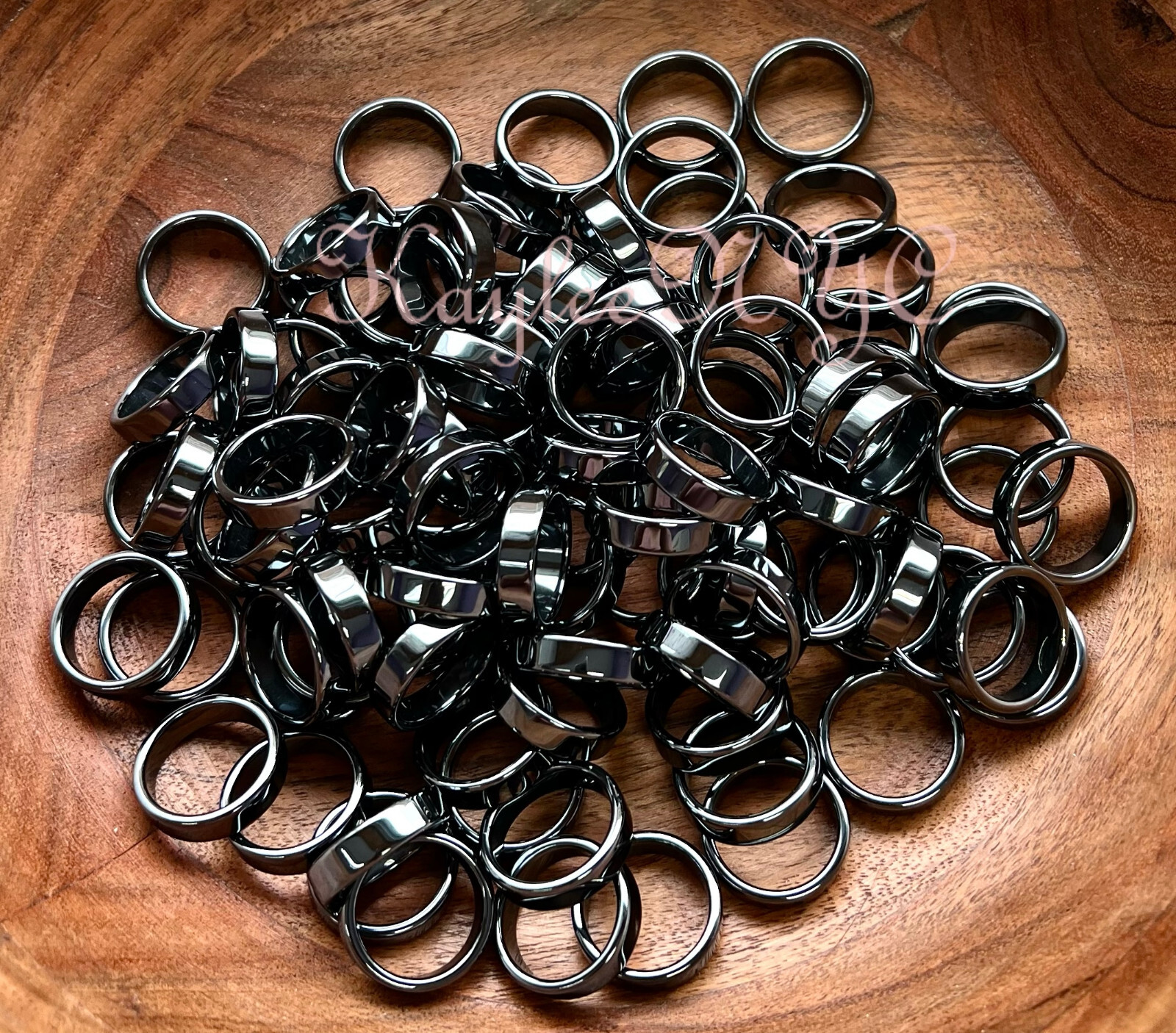 Wholesale Lot 100 pcs 6mm Natural Hematite Ring Crystal Healing Energy