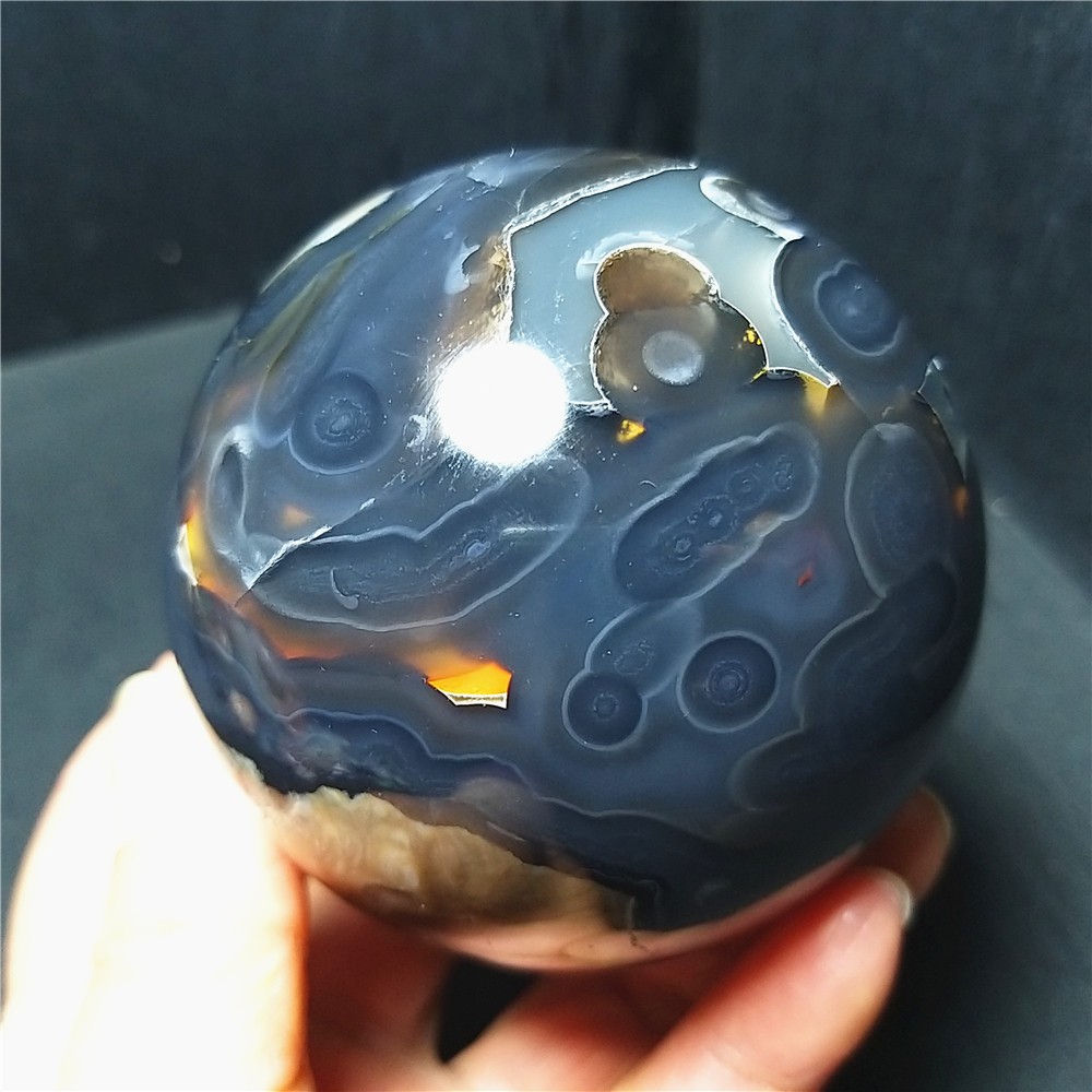 RARE 526G Natural Polished Colorful Agate Stone Ball Healing Madagascar A4723