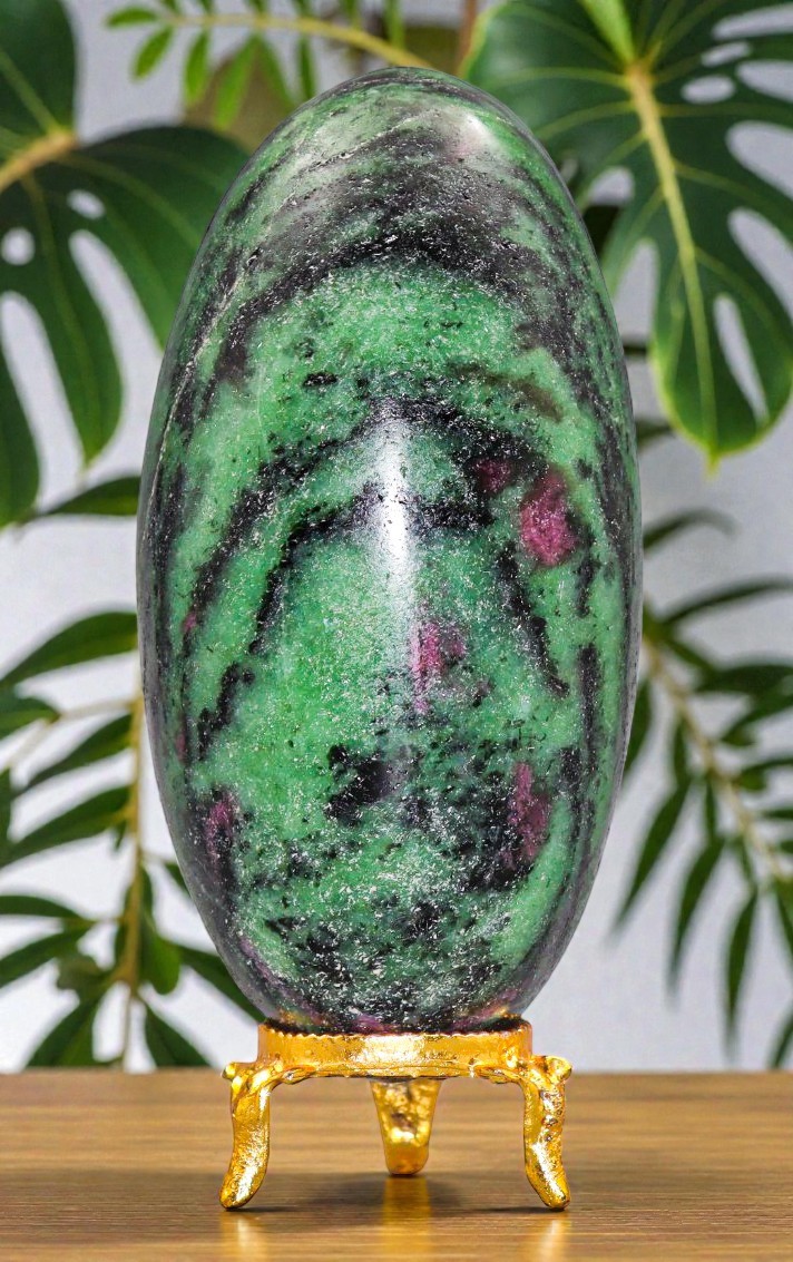 Green RUBY ZOISITE Crystal Anyolite Healing Reiki Energy Gemstone Lingam 105mm