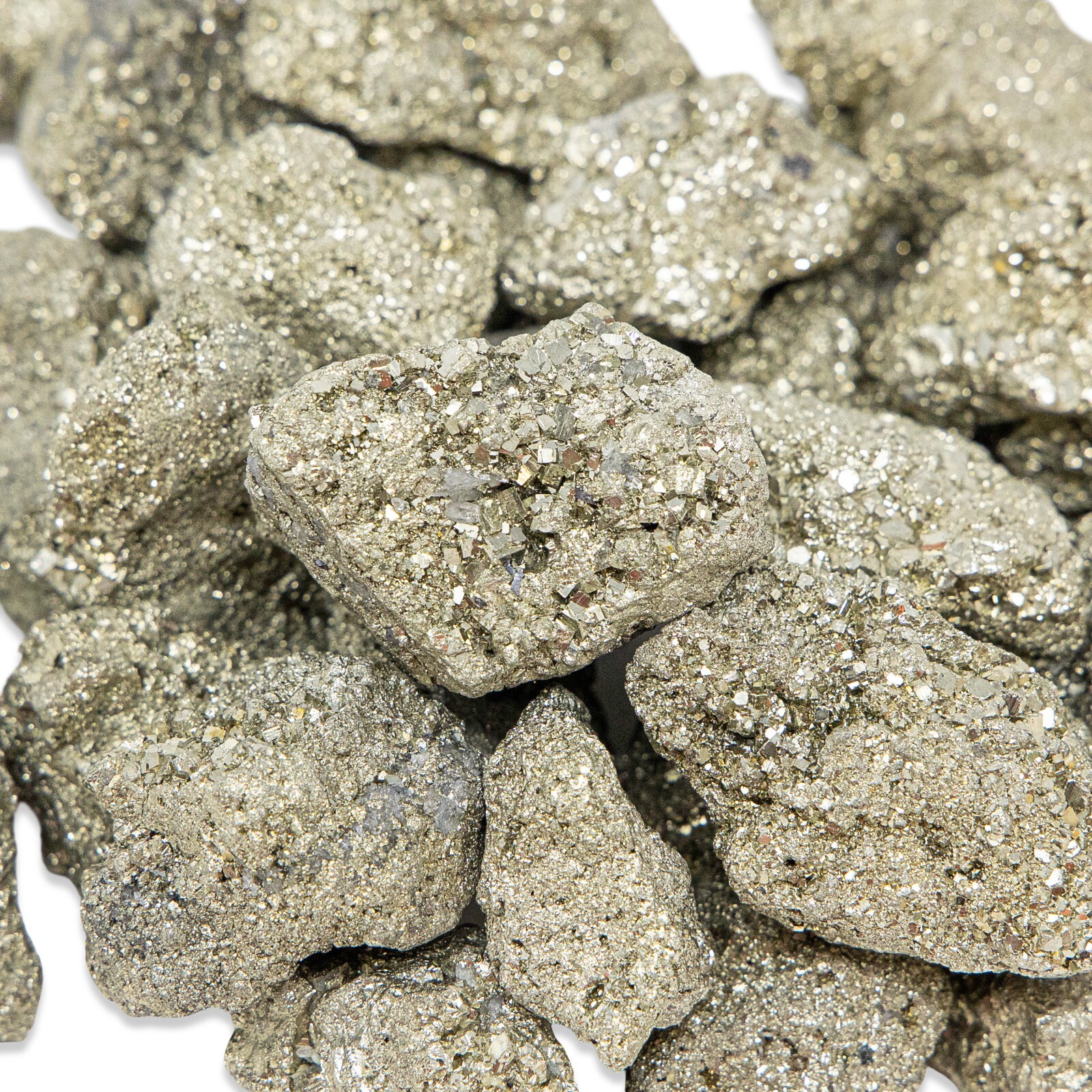 Raw Pyrite Crystals – Medium Chunks 1″ to 2″ – Pyrite Gemstones Bulk from Peru