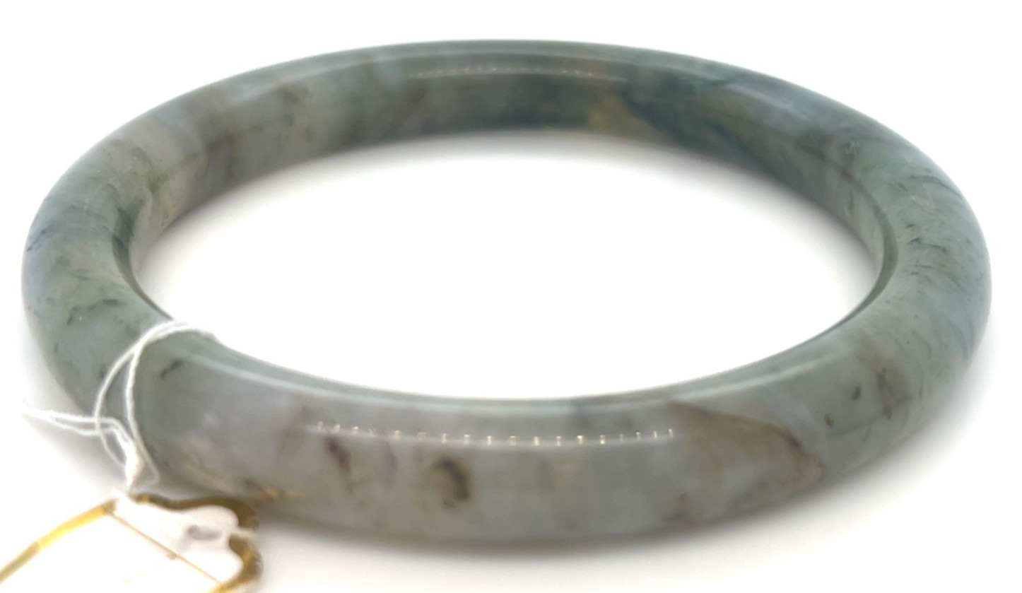 “Type A Burmese Jadeite Bangle Earthy Icy Green Full Moon 61mm”